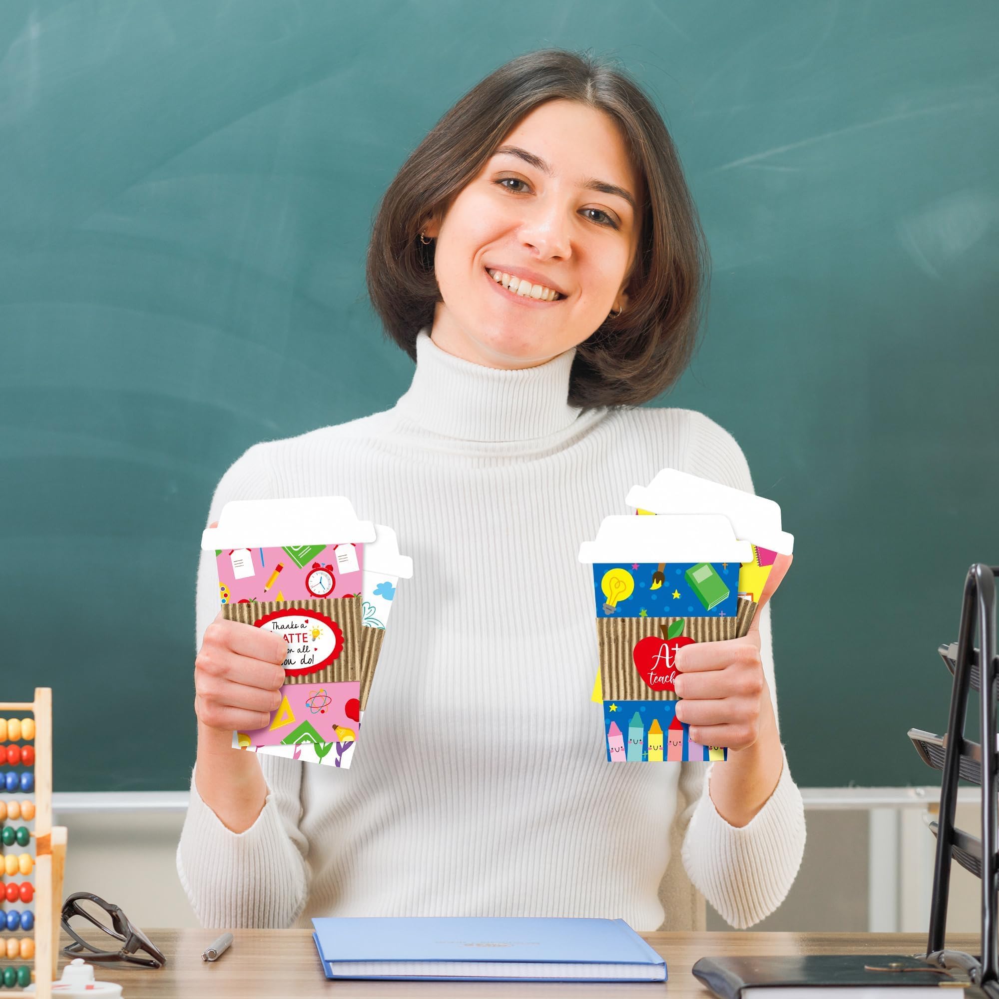 ANGOLIO 12 Teacher Appreciation Coffee Gift Card Holders, Practical Teachers's Day Cup Envelopes are well-made for a Note Cash, Unique Thank You Greeting Cards for Educators Graduations Back to School - Image 5