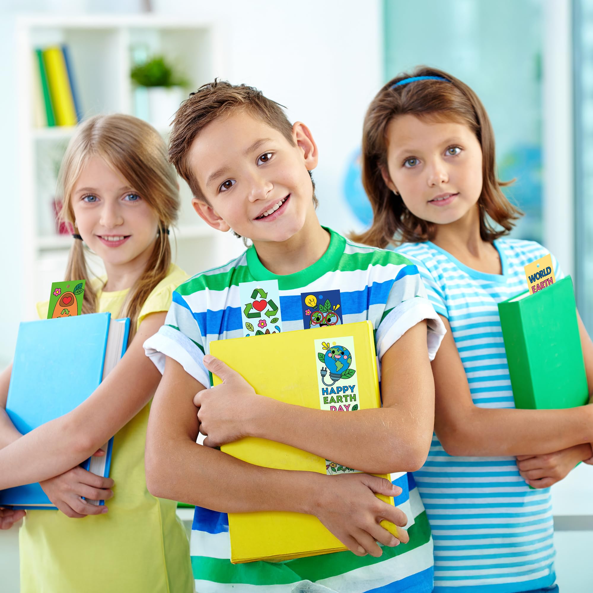 ANGOLIO 123Pcs Earth Day Coloring Bookmarks for Children Classroom DIY Coloring Blank Bookmarks Art Craft Supplies for Teachers Students, Earth Day Craft Supplies Reward Goodie Fillers - Image 5