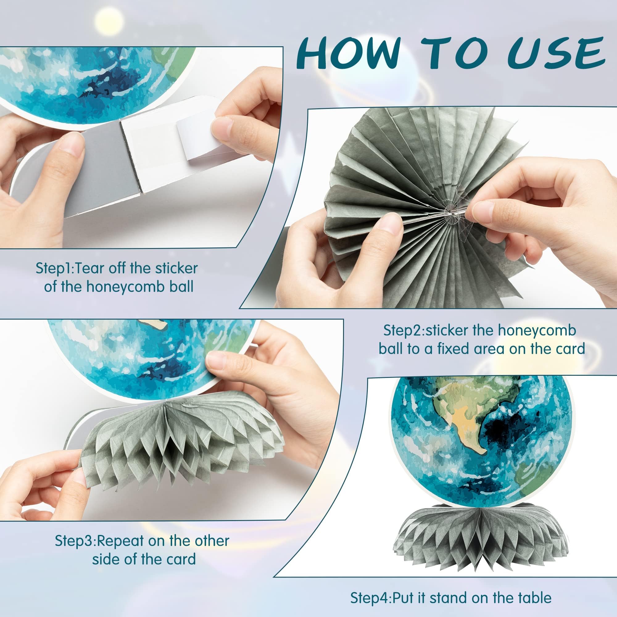 ANGOLIO 12Pcs First Trip Around The Sun One Letter Sign Party Honeycomb Table Centerpiece Outer Space 1st Birthday Party Decorations Planets Solar System Theme Favor for Boys Baby Shower Photo Props - Image 3