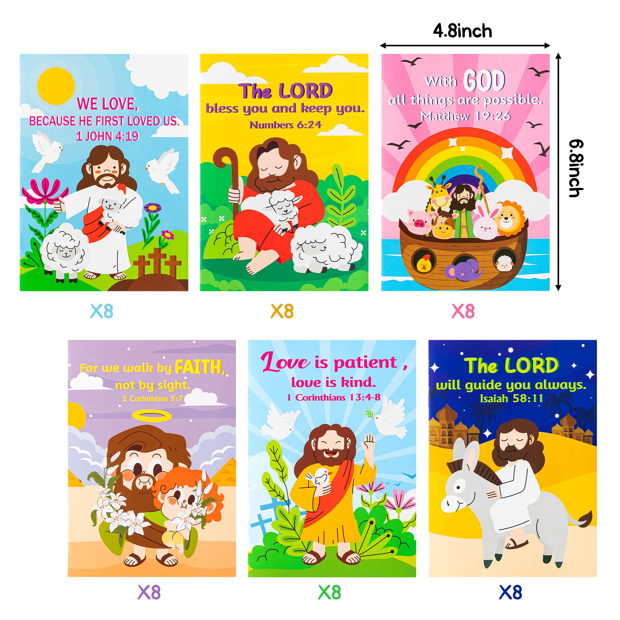 ANGOLIO 24 Easter Christian Religious Coloring Books Bulk for Kids DIY Art Drawing Book for Sunday School Prizes Back to School Classroom Rewards Church Activity Carnival Gifts Party Favors, 6 Styles - Image 3