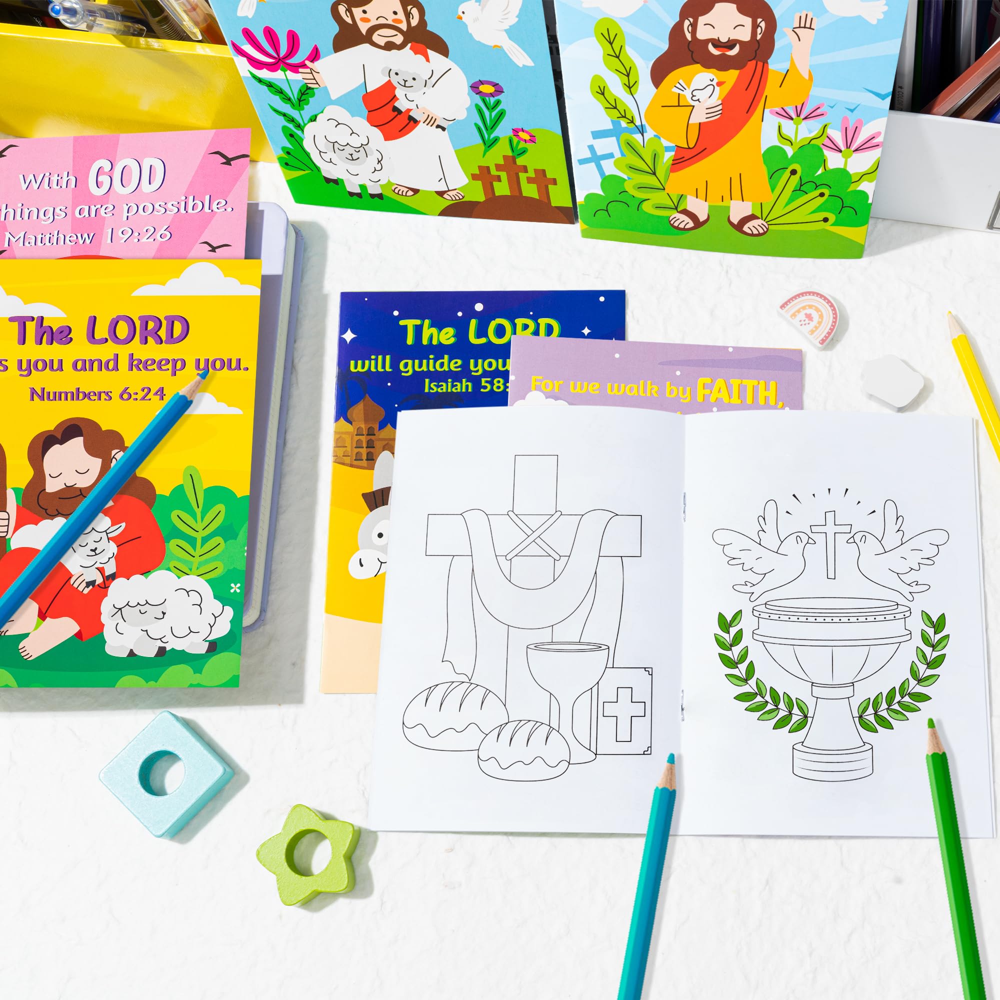 ANGOLIO 24 Easter Christian Religious Coloring Books Bulk for Kids DIY Art Drawing Book for Sunday School Prizes Back to School Classroom Rewards Church Activity Carnival Gifts Party Favors, 6 Styles - Image 7