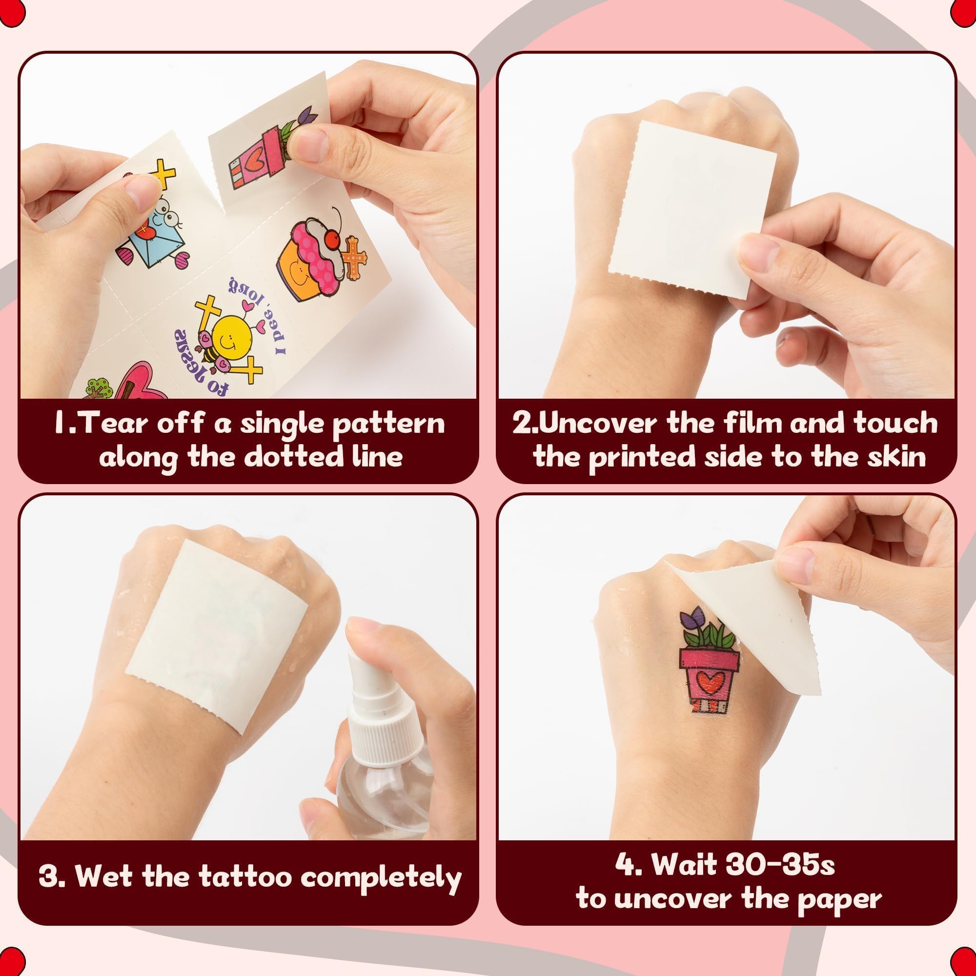 ANGOLIO 24 Valentine's Day Religious Temporary Tattoos for Kids Cartoon Love Heart Exchange Gifts Stickers Boys Girls Christian Valentine School Party Favors Tattoos for Class Prizes Carnival Rewards - Image 5