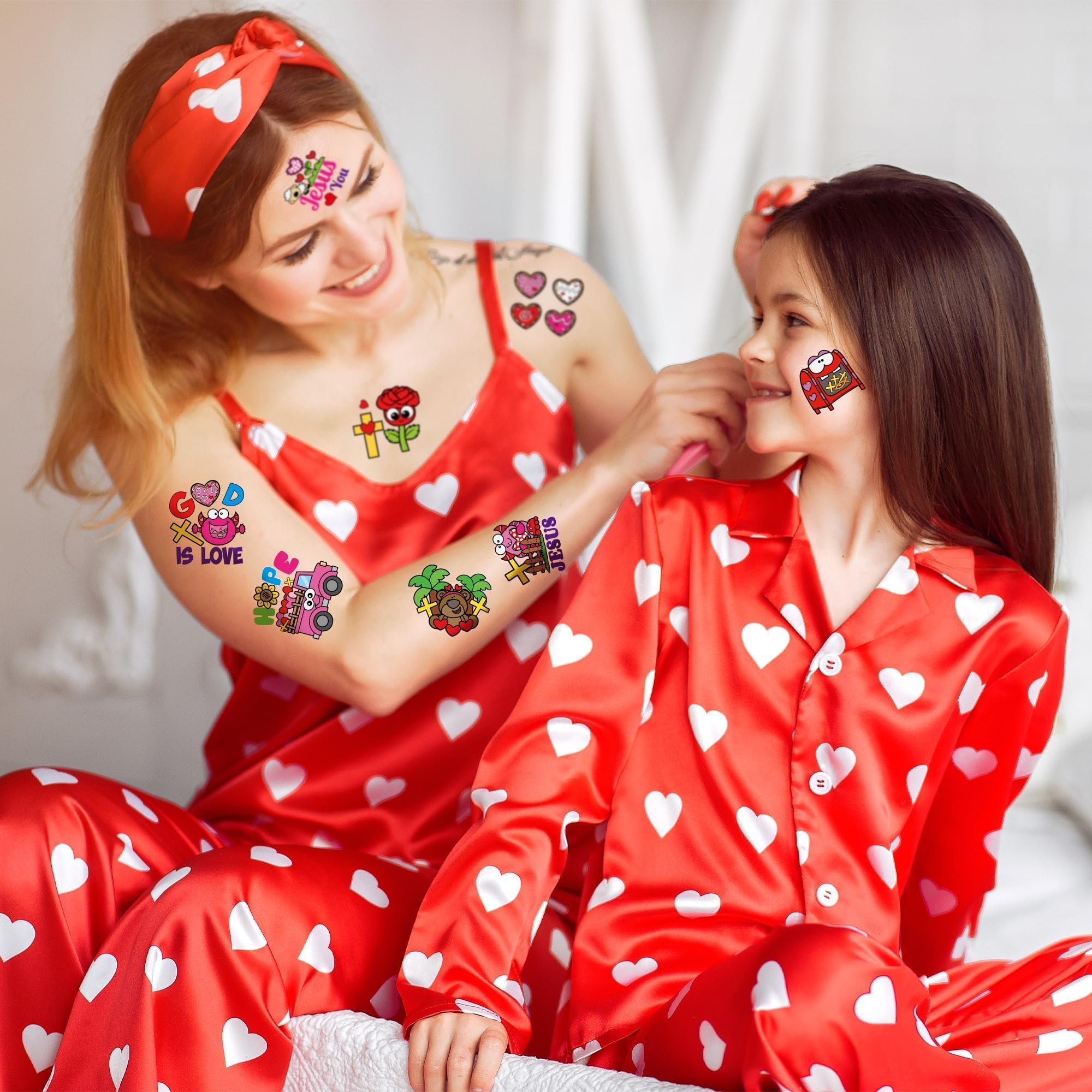 ANGOLIO 24 Valentine's Day Religious Temporary Tattoos for Kids Cartoon Love Heart Exchange Gifts Stickers Boys Girls Christian Valentine School Party Favors Tattoos for Class Prizes Carnival Rewards - Image 7