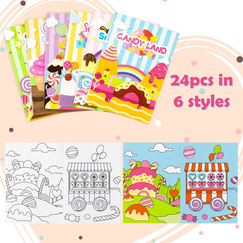 ANGOLIO 24Pcs Candyland Kids Coloring Books Bulk Drawing Activity Books, Color Your Own Candy Land DIY Carfts for Boys Girls, Educational Toy Holiday Birthday Party Favors Goodie Bag Filler - Image 4