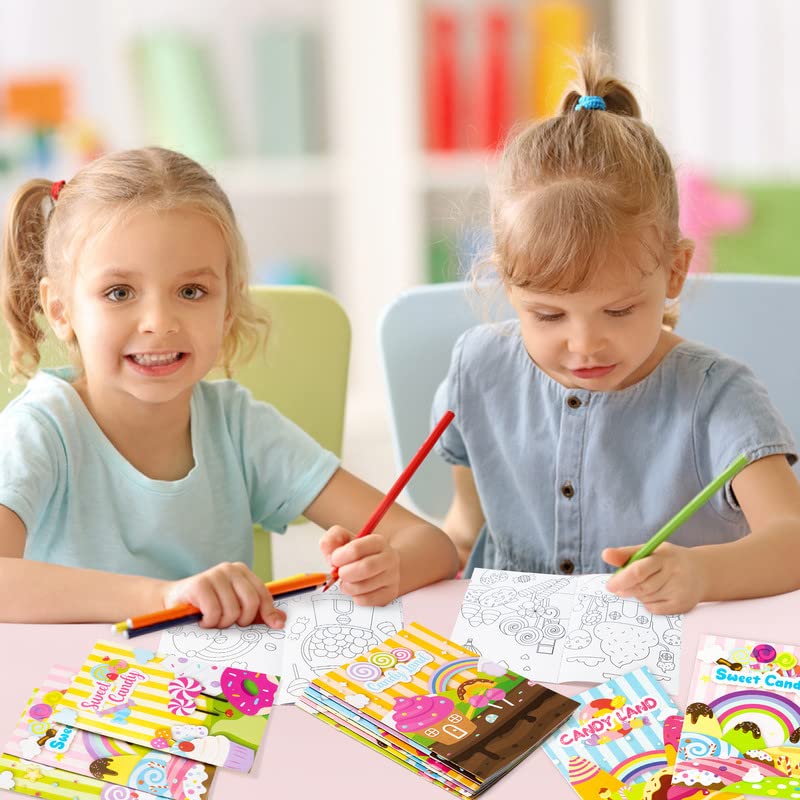 ANGOLIO 24Pcs Candyland Kids Coloring Books Bulk Drawing Activity Books, Color Your Own Candy Land DIY Carfts for Boys Girls, Educational Toy Holiday Birthday Party Favors Goodie Bag Filler - Image 5