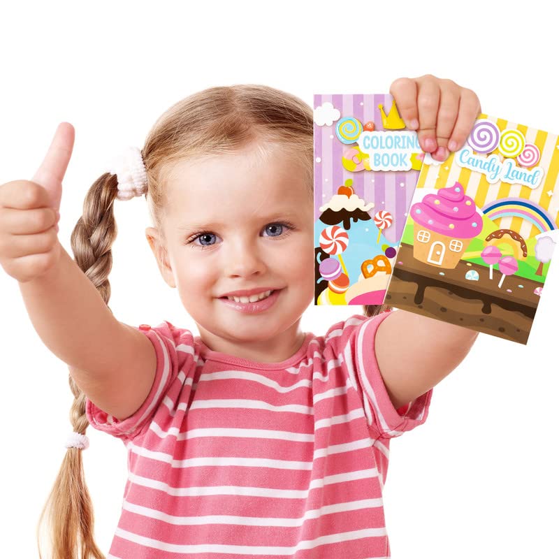 ANGOLIO 24Pcs Candyland Kids Coloring Books Bulk Drawing Activity Books, Color Your Own Candy Land DIY Carfts for Boys Girls, Educational Toy Holiday Birthday Party Favors Goodie Bag Filler - Image 7