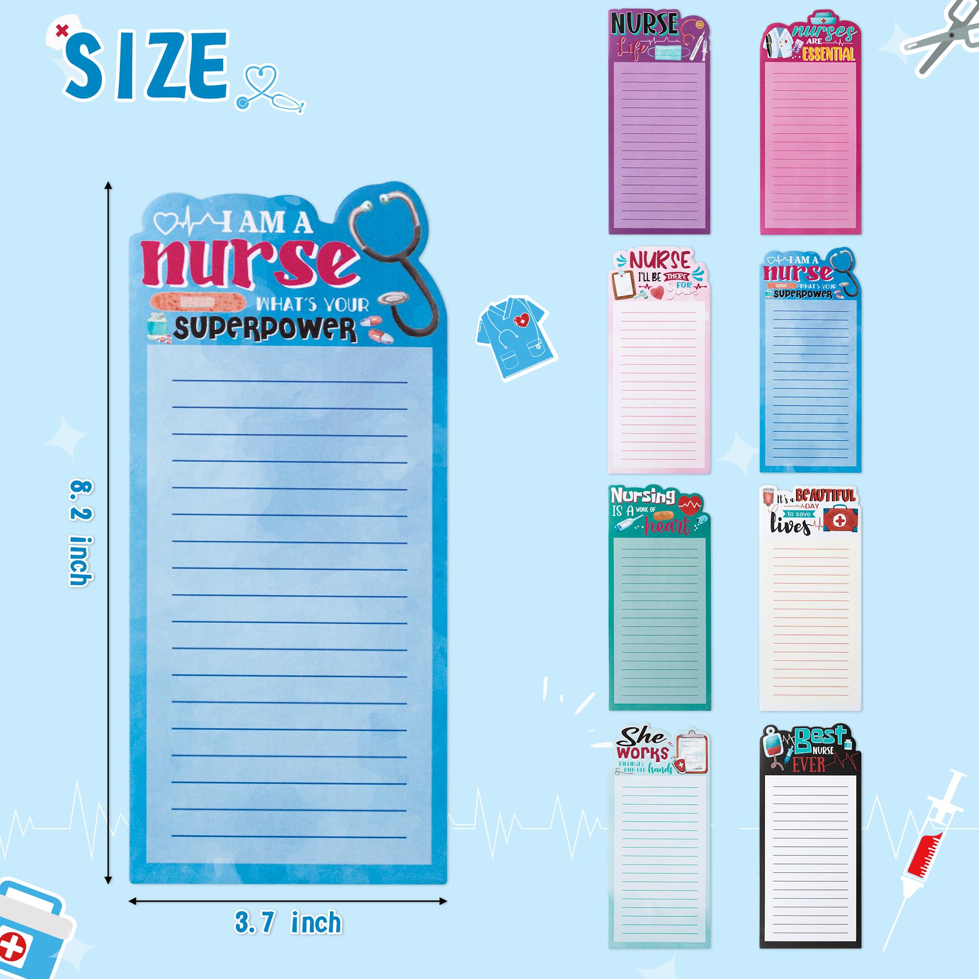 ANGOLIO 24Pcs Nurse Appreciation Gifts Set Sticky Notes with Ballpoint Nursing Thank You Notepads Journal Bulk for Teachers Nurse Coworkers Office Gift - Image 4