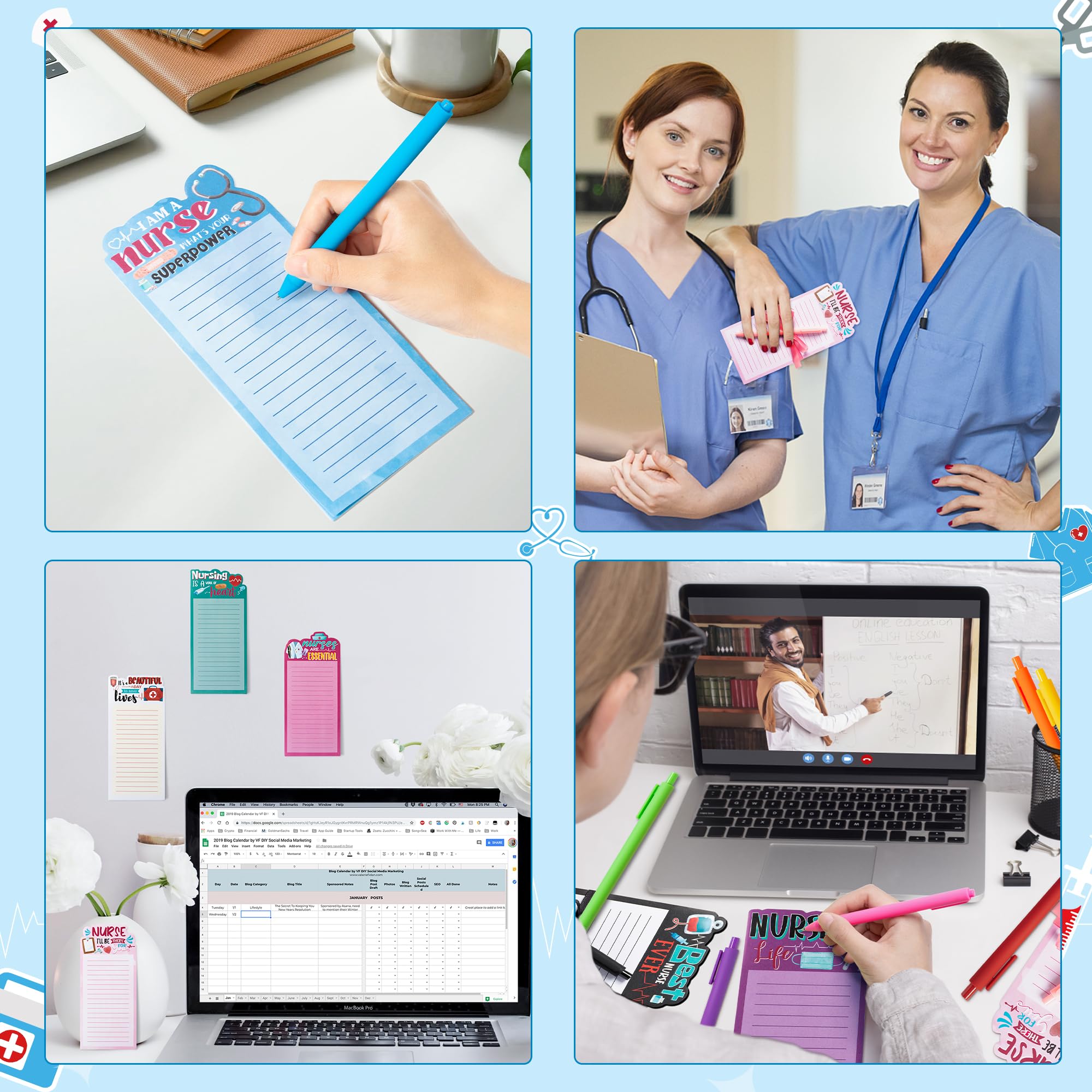 ANGOLIO 24Pcs Nurse Appreciation Gifts Set Sticky Notes with Ballpoint Nursing Thank You Notepads Journal Bulk for Teachers Nurse Coworkers Office Gift - Image 5