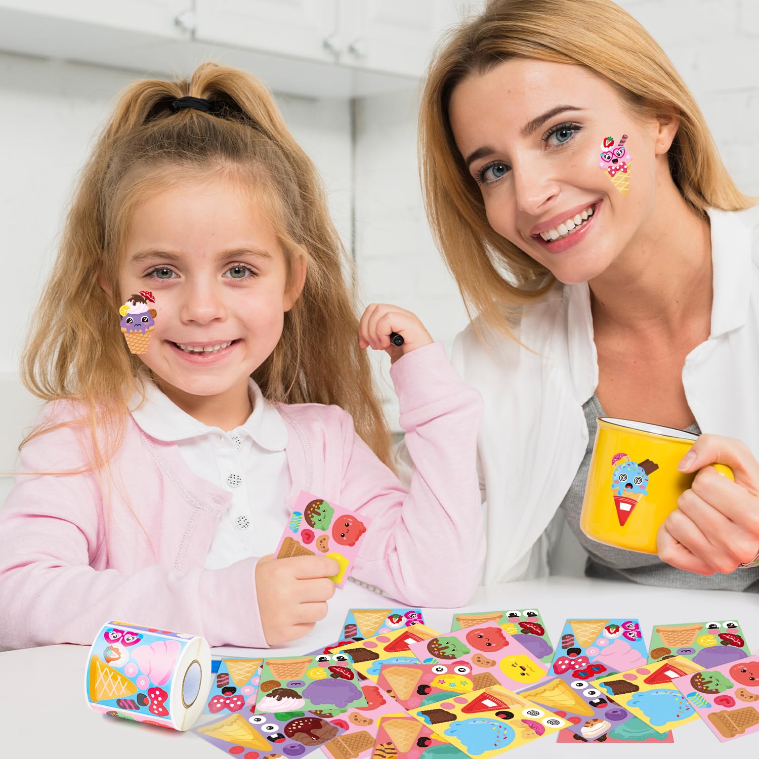 ANGOLIO 300 Summer Make a Face Stickers Roll Ice Cream Watermelon Make Your Own Stickers Mix and Match DIY Crafts Summer Party Favors Classroom Activities Game School Rewards Gift for Kids - Image 5