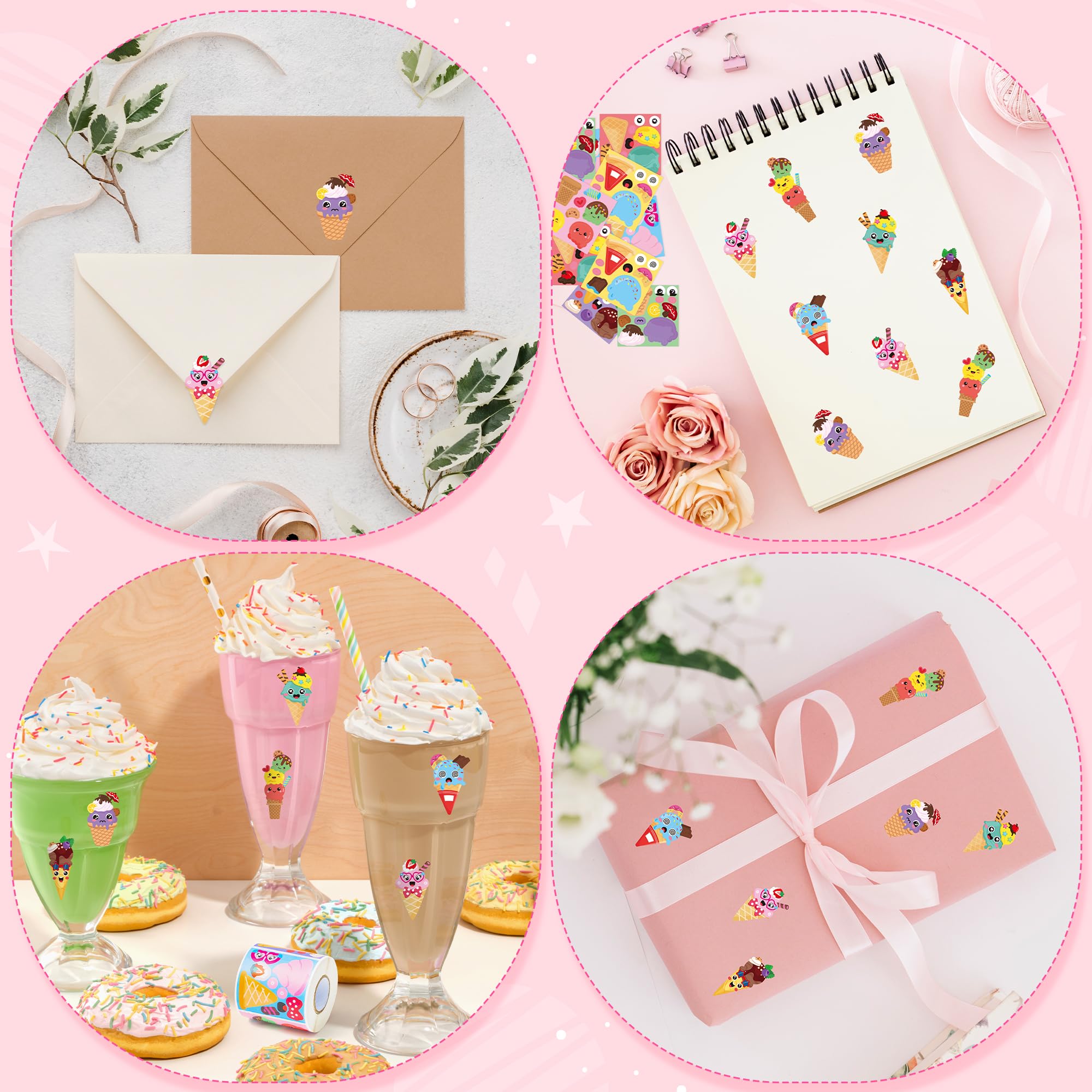 ANGOLIO 300 Summer Make a Face Stickers Roll Ice Cream Watermelon Make Your Own Stickers Mix and Match DIY Crafts Summer Party Favors Classroom Activities Game School Rewards Gift for Kids - Image 6