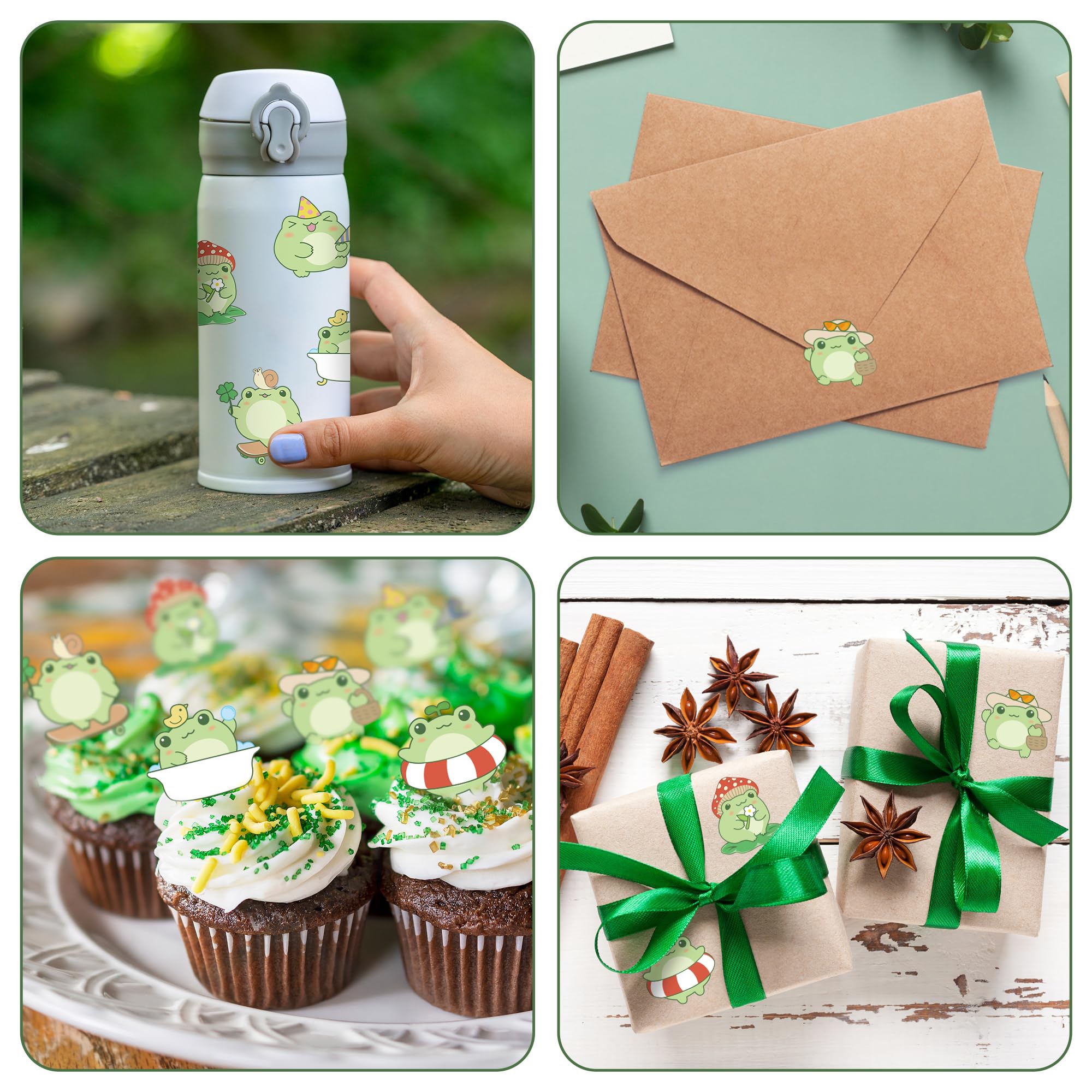 ANGOLIO 300Pcs Cute Frog Make A Face Stickers Scene Roll DIY Make Your Own Cartoon Frog Stickers Kawaii Animals Vinyl Waterproof Decals DIY Art Crafts for Kids Class Holiday Party Favor Birthday Gifts - Image 6