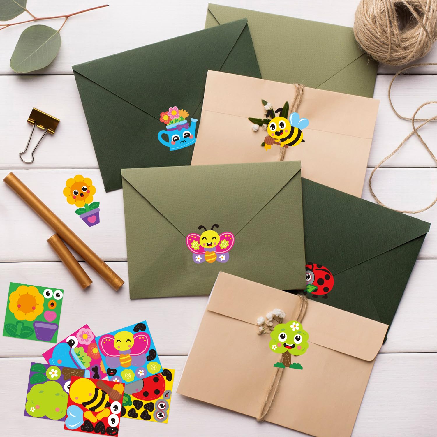 ANGOLIO 300Pcs Spring Theme Make a Face Stickers Roll Spring Butterfly Ladybug Make Your Own Stickers Mix and Match Insect Face Summer DIY Crafts Classroom Activities Games School Rewards - Image 6