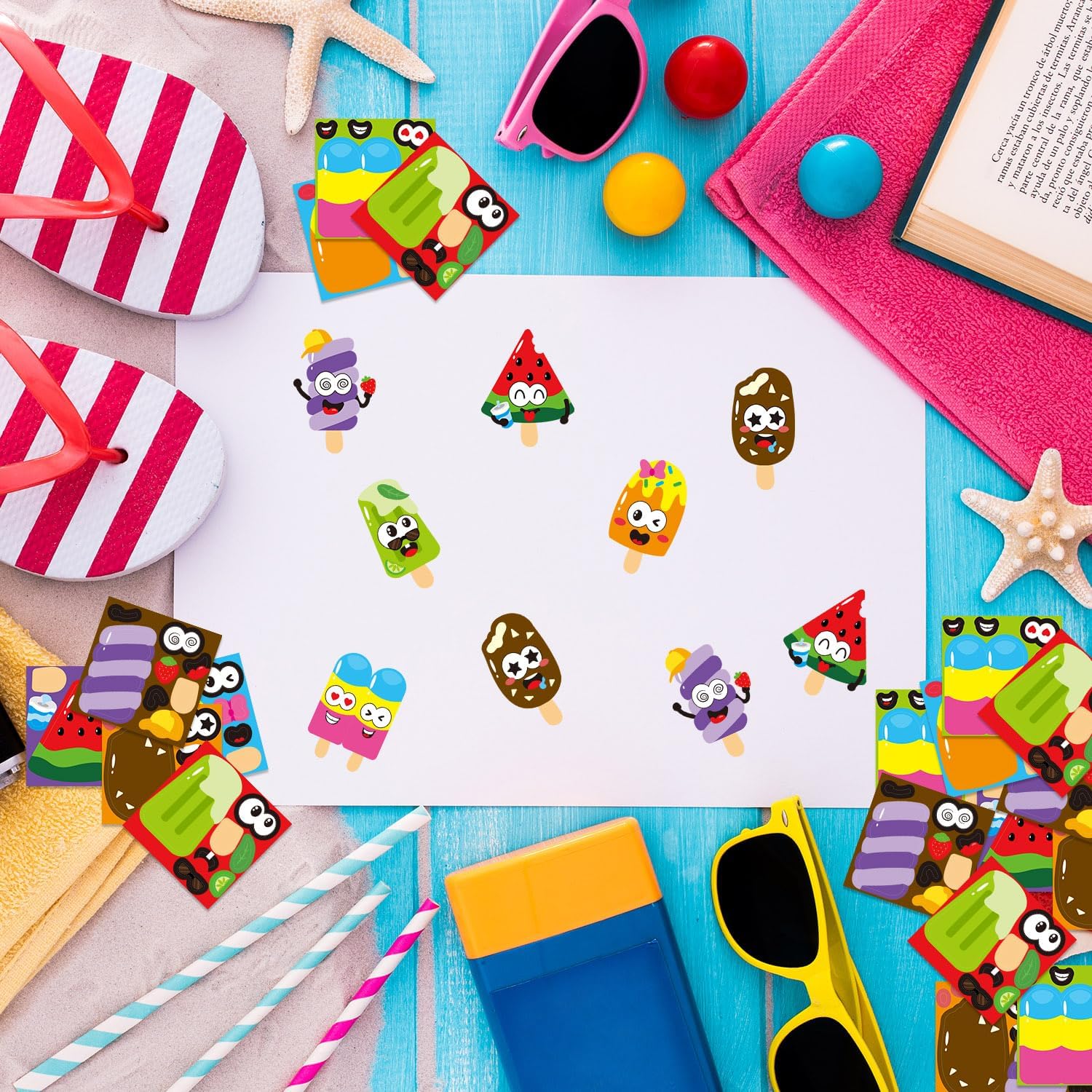ANGOLIO 300PCS Summer Back to School Ice Cream Making Face Sticker Scene Roll Watermelon Chocolate Dessert Decals DIY Summer Sticker for Holiday Party Favors Classroom Rewards Activities Supplies - Image 5