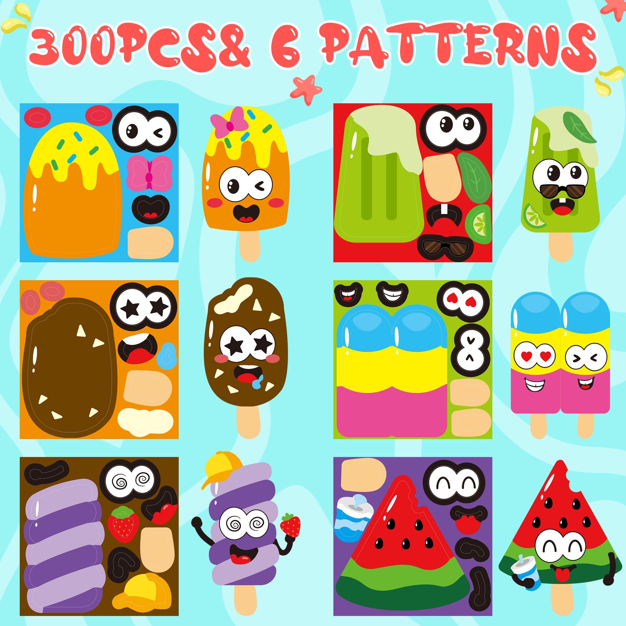 ANGOLIO 300PCS Summer Back to School Ice Cream Making Face Sticker Scene Roll Watermelon Chocolate Dessert Decals DIY Summer Sticker for Holiday Party Favors Classroom Rewards Activities Supplies - Image 6
