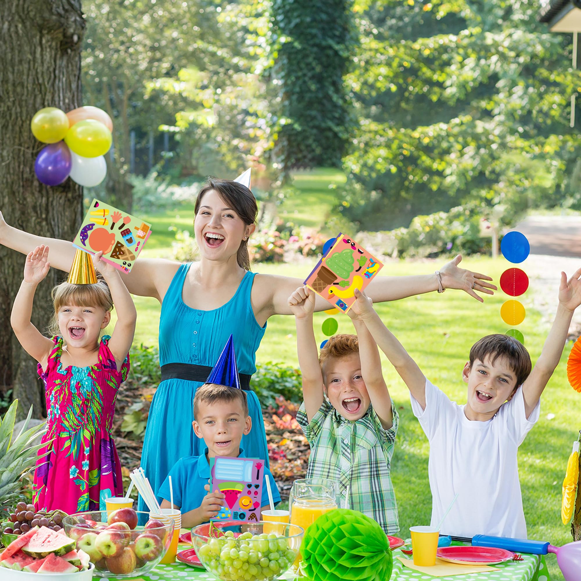 ANGOLIO 40 Sheets Ice Cream Make a Face Stickers, DIY Mix and Match Dessert Sticker Sheets, Vinyl Waterproof Easy to Peel Party Favors for Summer Birthday Classroom Rewards Game Art Crafts Decor - Image 4