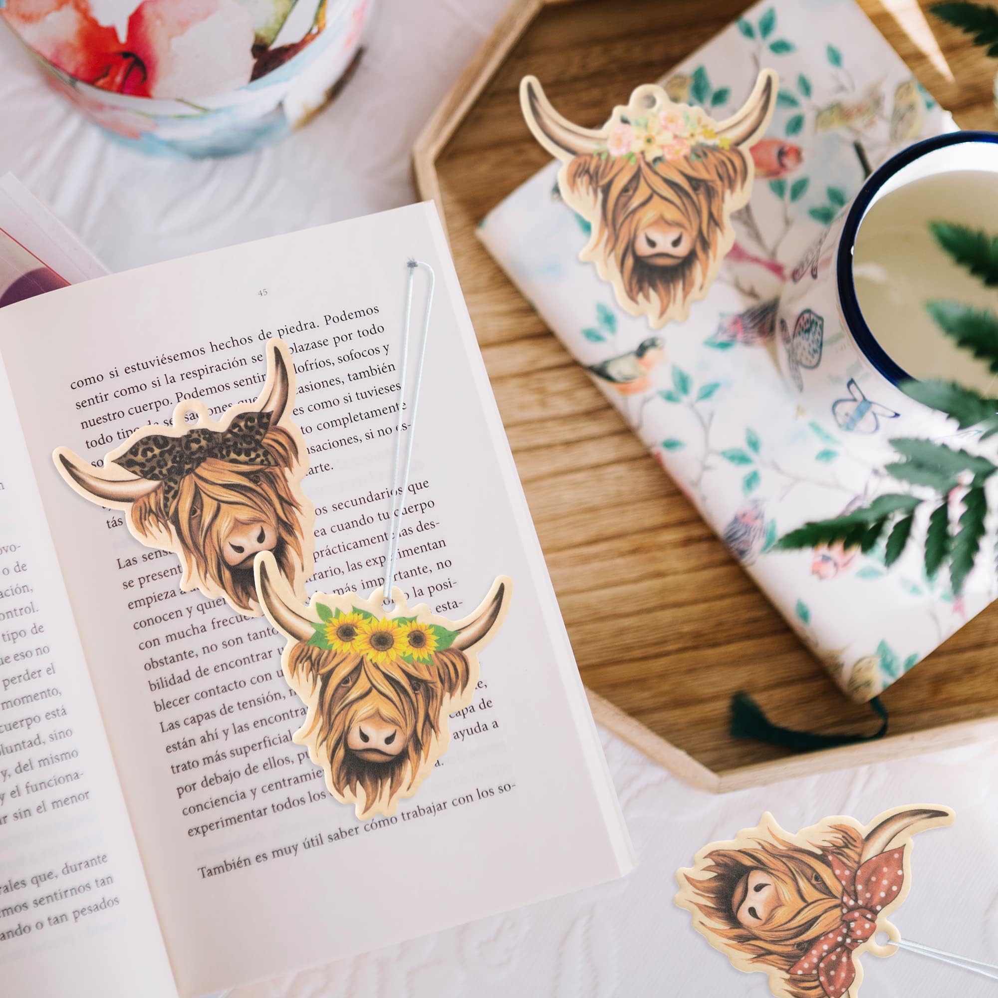 ANGOLIO 4Pcs Highland Cow Air Freshener Car Hanging Gifts for Women Funny Highland Cow Print Car Accessories Hanging Ornament Vent Decoration Aromatic for Party Supplies Cute Aromatic Accessories - Image 8
