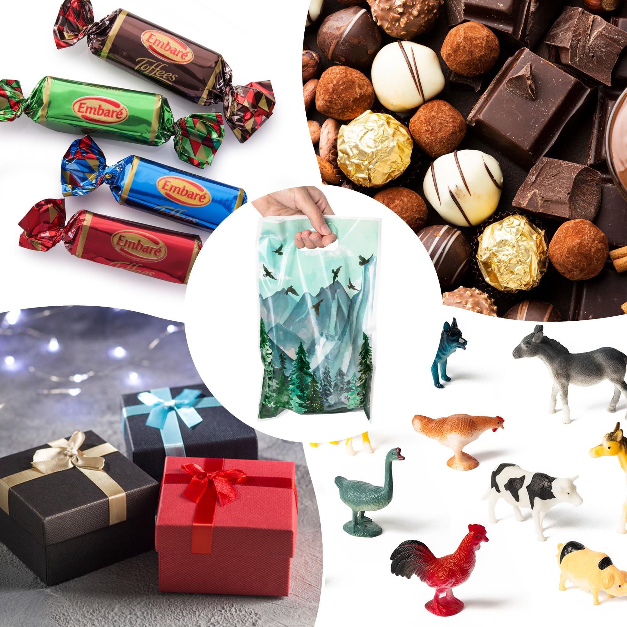 ANGOLIO 50Pcs Let the Adventure Begin Party Favor Bags, Adventure Tour Plastic Loot Gifts Bags, Camping Goody Candy Treat Packaging with Handles for Kids Camping Tour Themed Birthday Party Supplies - Image 4