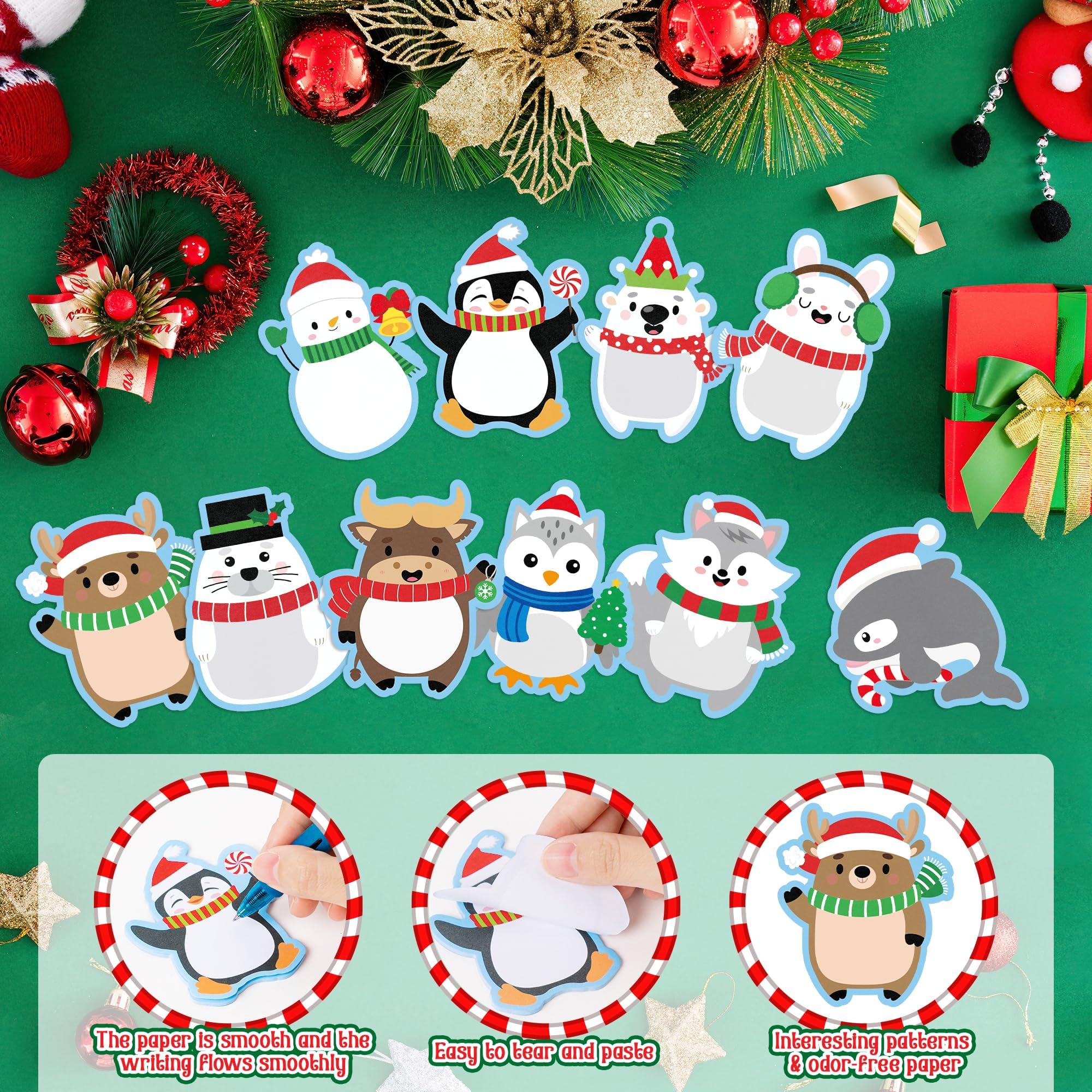 ANGOLIO 600Pcs Christmas Sticky Notes Set Polar Animals Snowman Dolphin Notepad Sets Christmas Memo Pad Notes Winter Self Sticky Notes for Classroom Prizes Stocking Stuffers Kids Birthday Gifts - Image 3