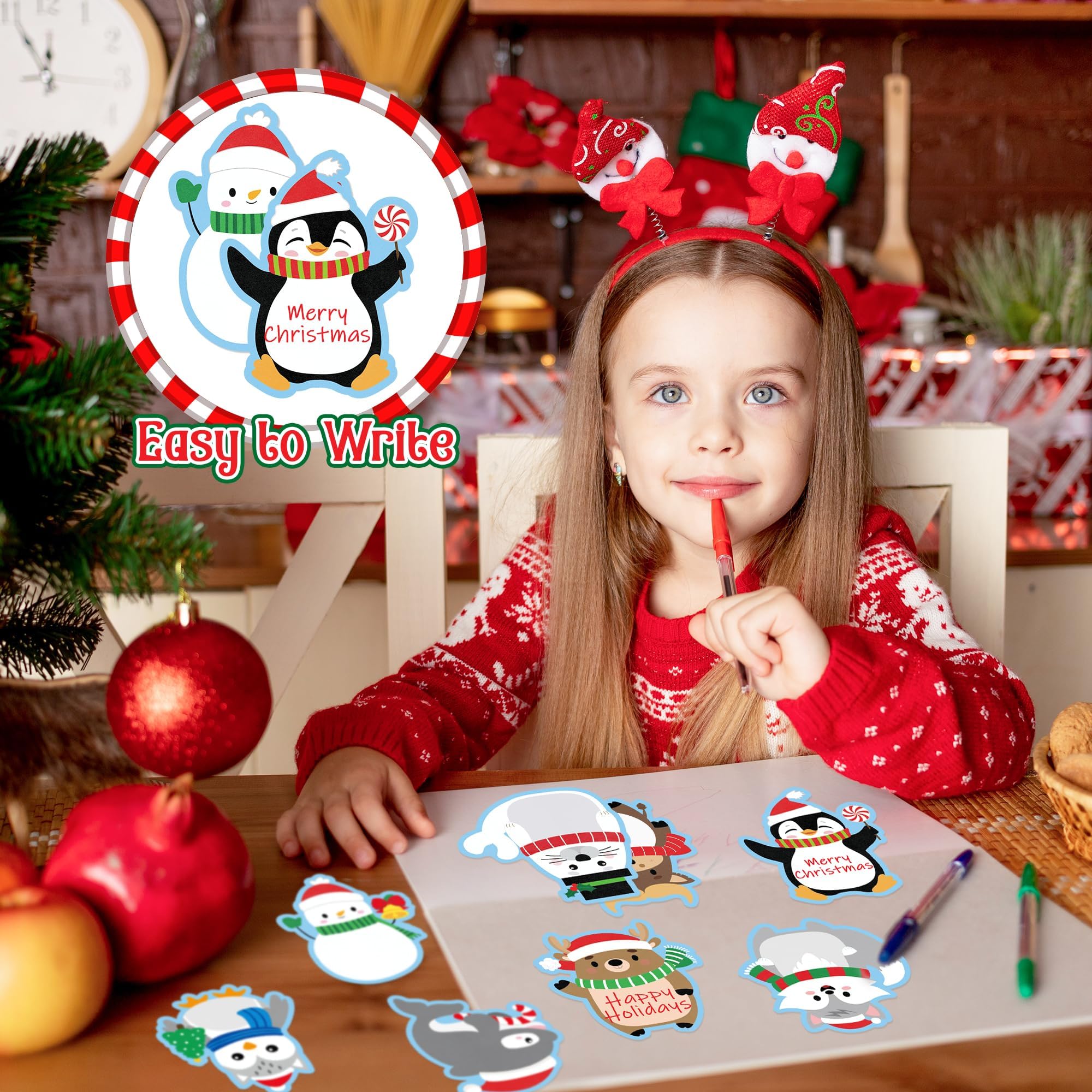 ANGOLIO 600Pcs Christmas Sticky Notes Set Polar Animals Snowman Dolphin Notepad Sets Christmas Memo Pad Notes Winter Self Sticky Notes for Classroom Prizes Stocking Stuffers Kids Birthday Gifts - Image 5