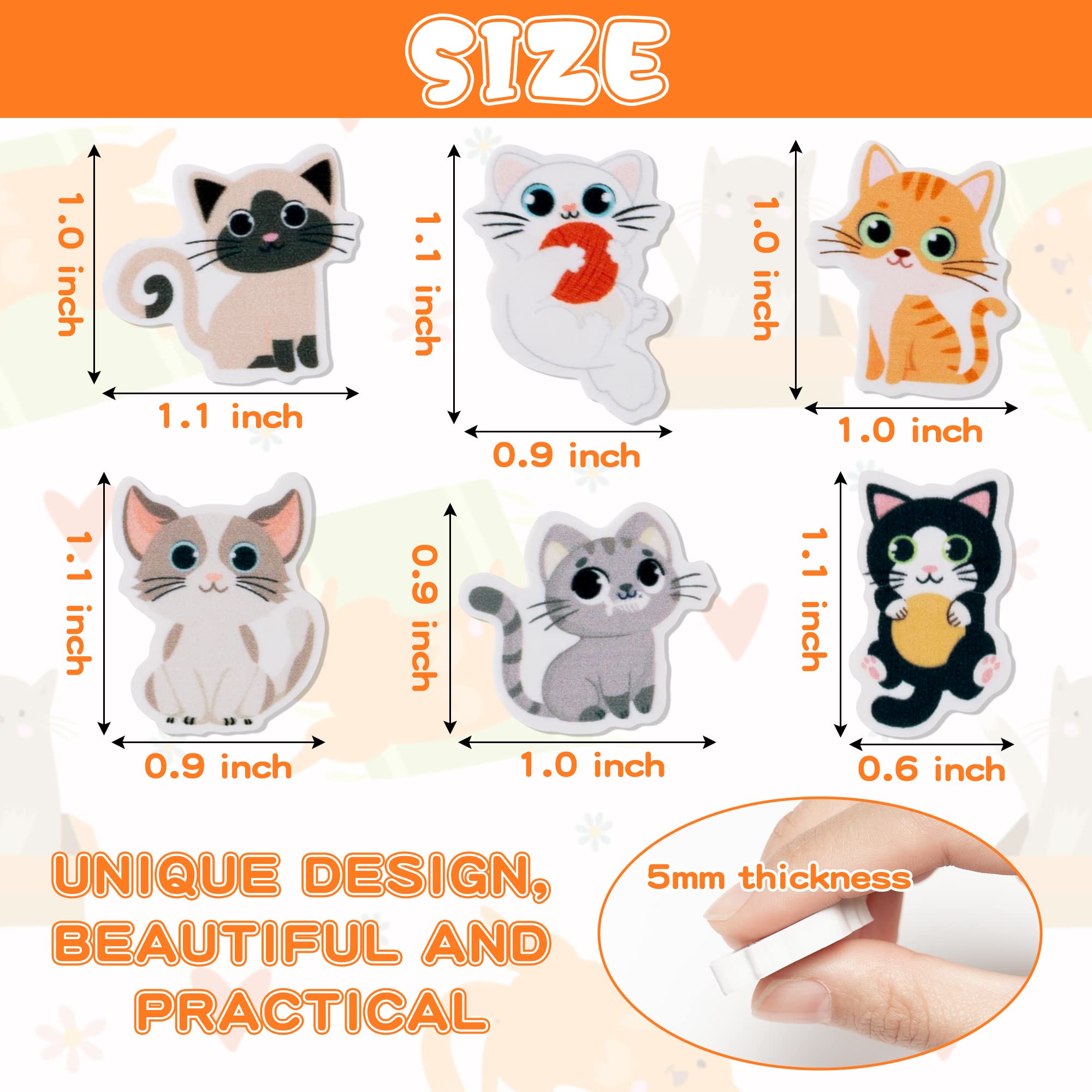 ANGOLIO 60Pcs Cute Cat Erasers Back to School Gifts for Kids Animal Pencil Top Erasers Mini Kawaii Cartoon 3D Desk Pet for Classroom Activities Rewards Game Prizes Birthday Party Supplies, 6 Styles - Image 3