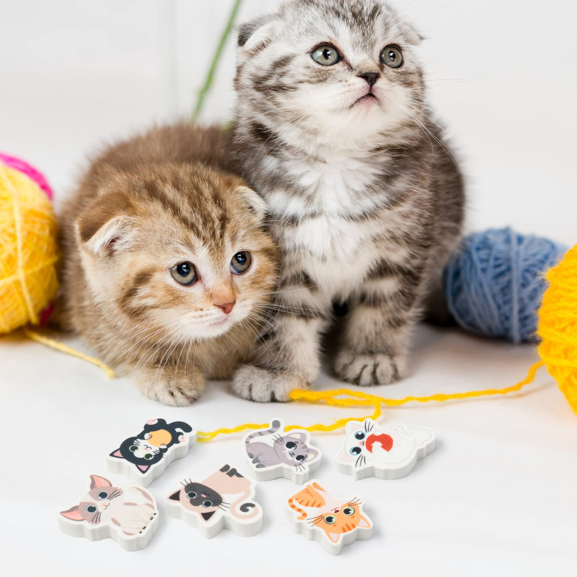 ANGOLIO 60Pcs Cute Cat Erasers Back to School Gifts for Kids Animal Pencil Top Erasers Mini Kawaii Cartoon 3D Desk Pet for Classroom Activities Rewards Game Prizes Birthday Party Supplies, 6 Styles - Image 4