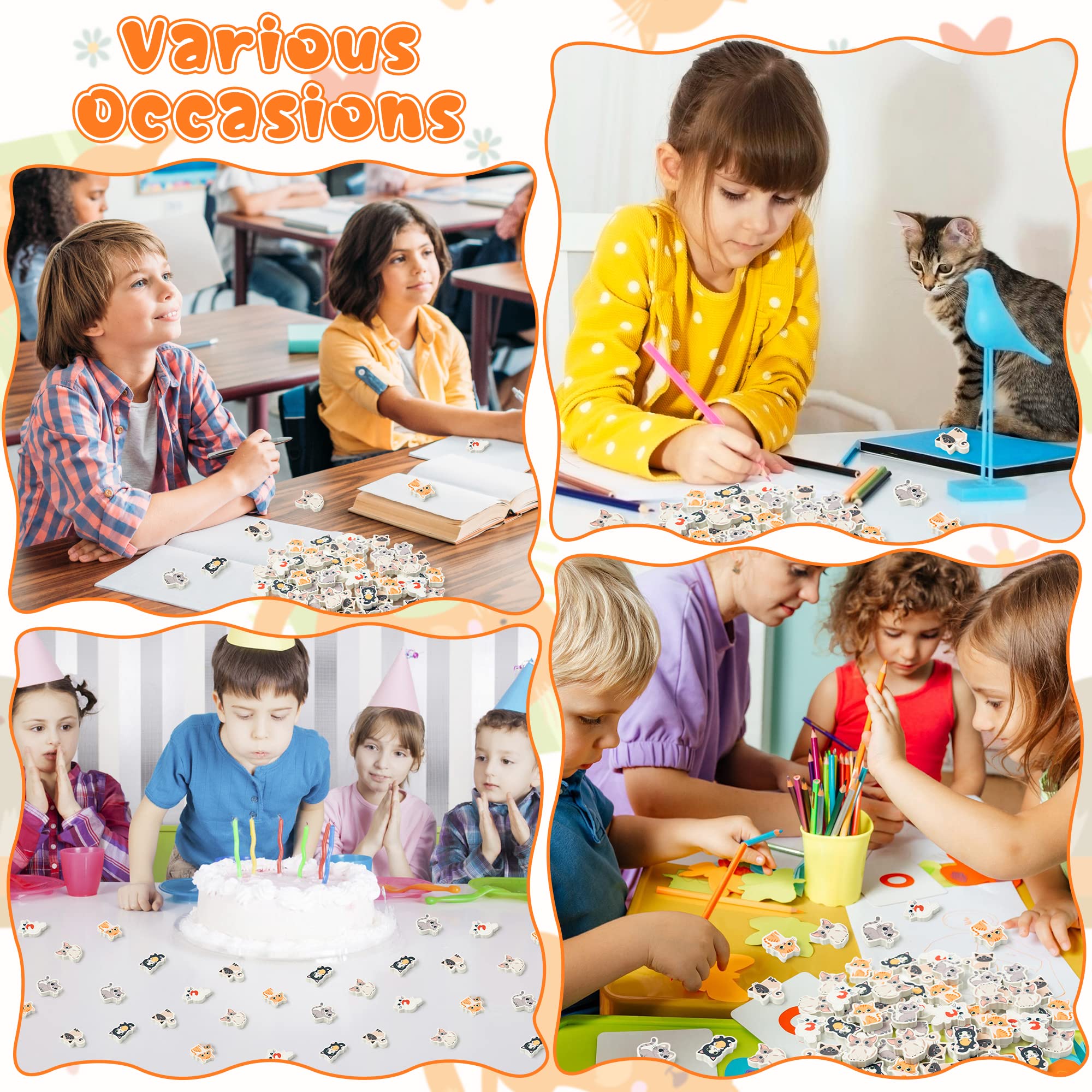 ANGOLIO 60Pcs Cute Cat Erasers Back to School Gifts for Kids Animal Pencil Top Erasers Mini Kawaii Cartoon 3D Desk Pet for Classroom Activities Rewards Game Prizes Birthday Party Supplies, 6 Styles - Image 5