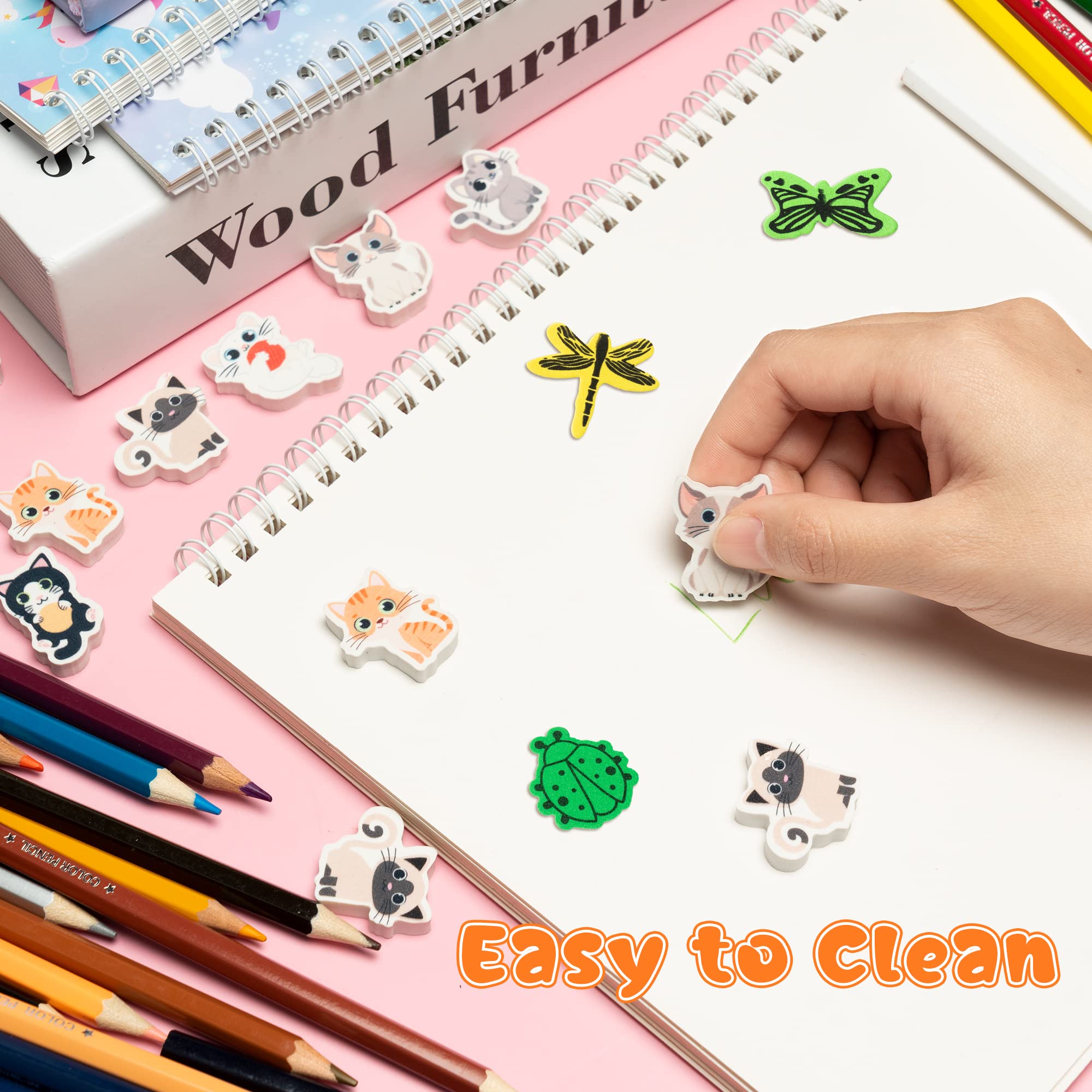 ANGOLIO 60Pcs Cute Cat Erasers Back to School Gifts for Kids Animal Pencil Top Erasers Mini Kawaii Cartoon 3D Desk Pet for Classroom Activities Rewards Game Prizes Birthday Party Supplies, 6 Styles - Image 6