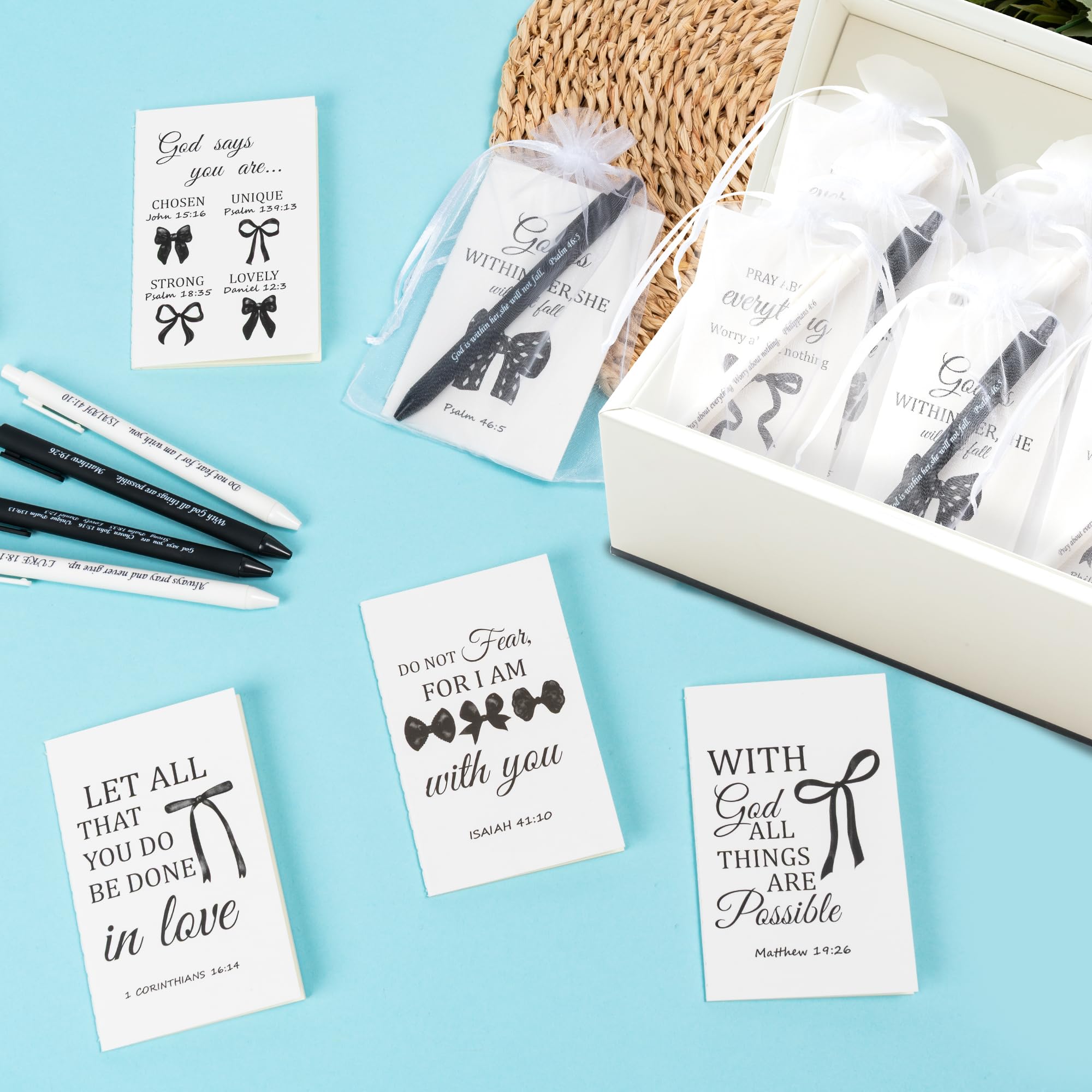 ANGOLIO 72Pcs Christian Bible Verse Gifts Bulk Christian Motivational Notebooks with Verse Ballpoint Pens Religious Motivational Gifts for Women Teacher Back to School Church Sunday School VBS Favor - Image 6