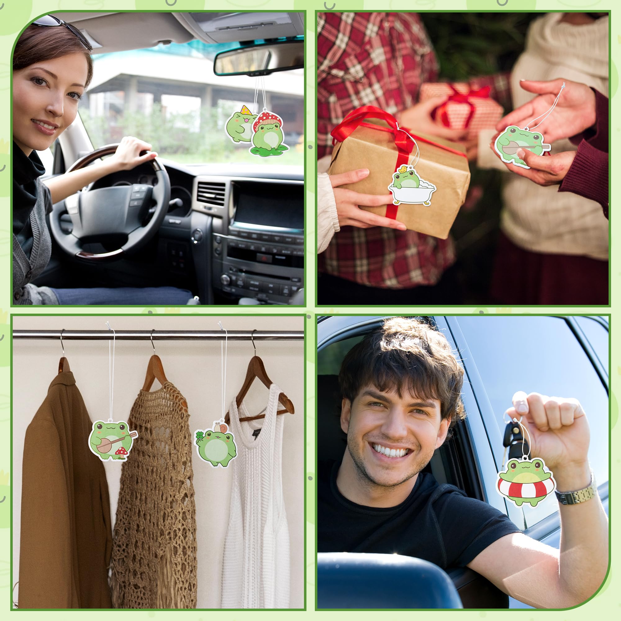 ANGOLIO 8Pcs Frog Cute Car Air Freshener Hanging Car Rearview Mirror Pendant Scent Car Ornaments Kawaii Cute Frog Fresheners Automotive Room Decor Gift for Women Teen Girls - Image 5