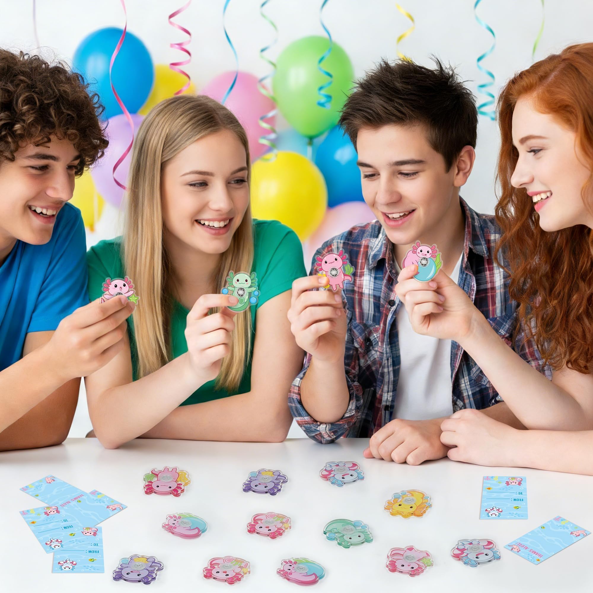 ANGOLIO Axolotl Party Favor Fidget Spinner - 24 Sets Animlas Mini Fidget Spinner with Cards Stress Relief Sensory Toys for Teens Adults ADHD Autism Classroom Prizes Goodie Bags Summer Birthday Gifts - Image 5