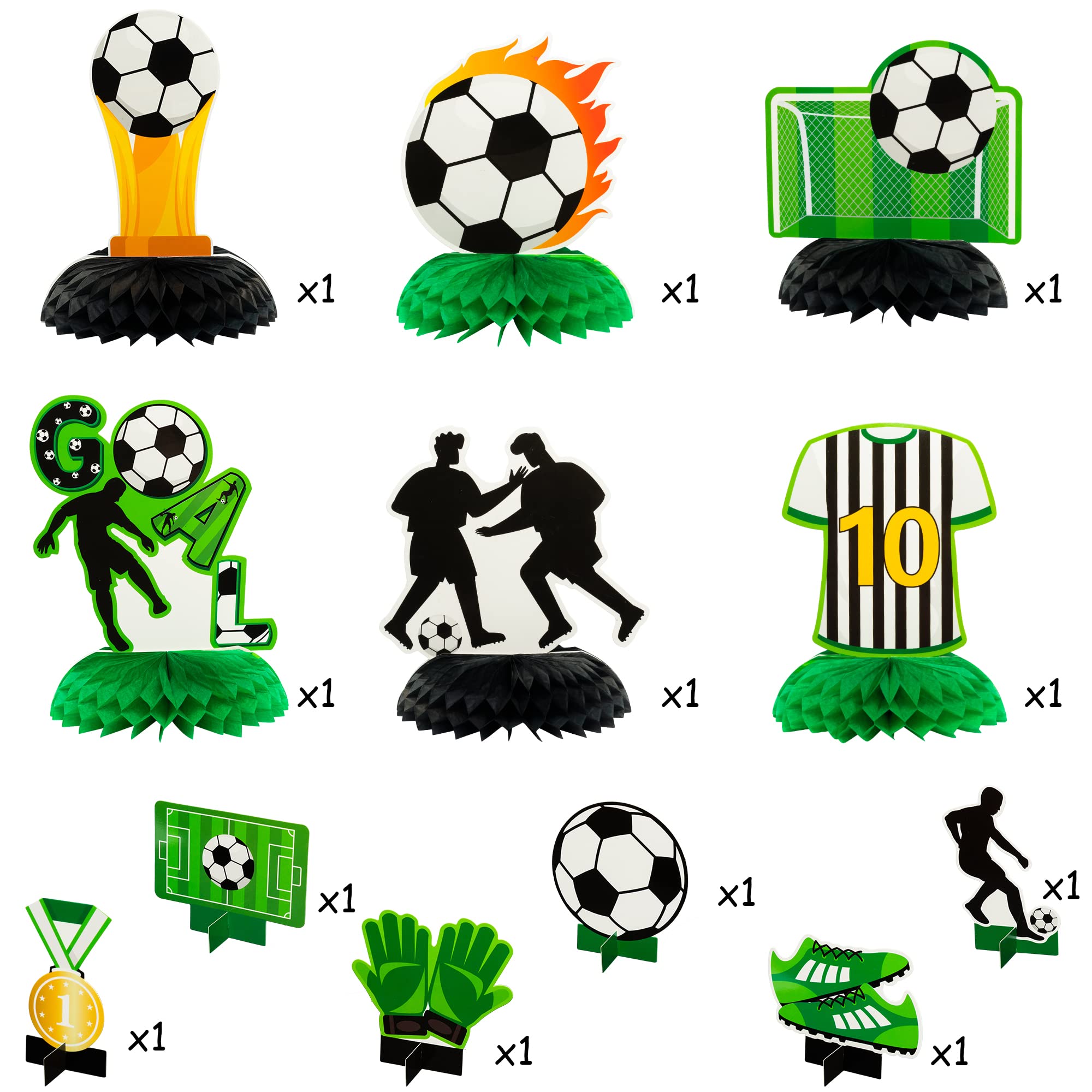 ANGOLIO Black White Soccer Ball Honeycomb Decorations - 12Pcs Football Theme 3D Party Centerpieces Double-Sided Soccer Tablet Centerpieces for Men Women Sports Themed Celebrations Game Party Supplies - Image 3