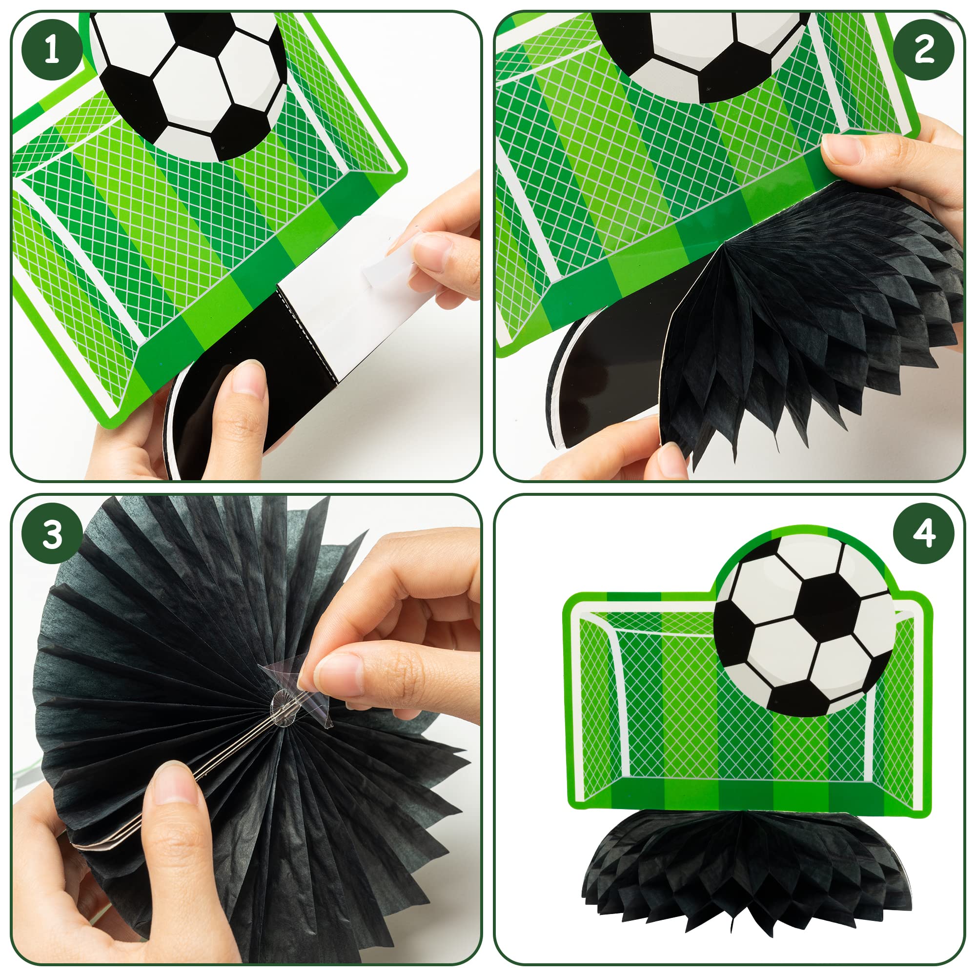 ANGOLIO Black White Soccer Ball Honeycomb Decorations - 12Pcs Football Theme 3D Party Centerpieces Double-Sided Soccer Tablet Centerpieces for Men Women Sports Themed Celebrations Game Party Supplies - Image 4
