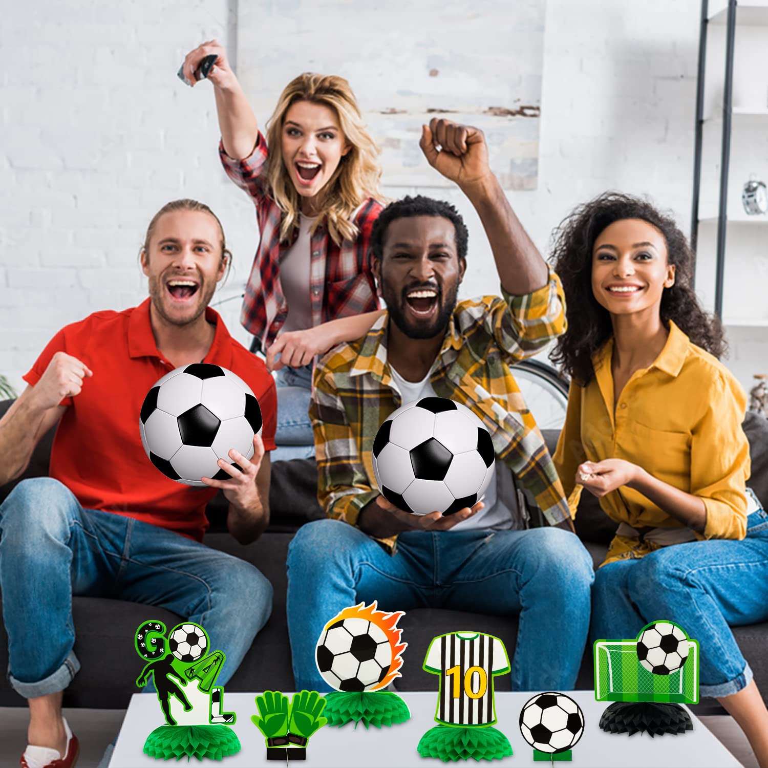 ANGOLIO Black White Soccer Ball Honeycomb Decorations - 12Pcs Football Theme 3D Party Centerpieces Double-Sided Soccer Tablet Centerpieces for Men Women Sports Themed Celebrations Game Party Supplies - Image 6