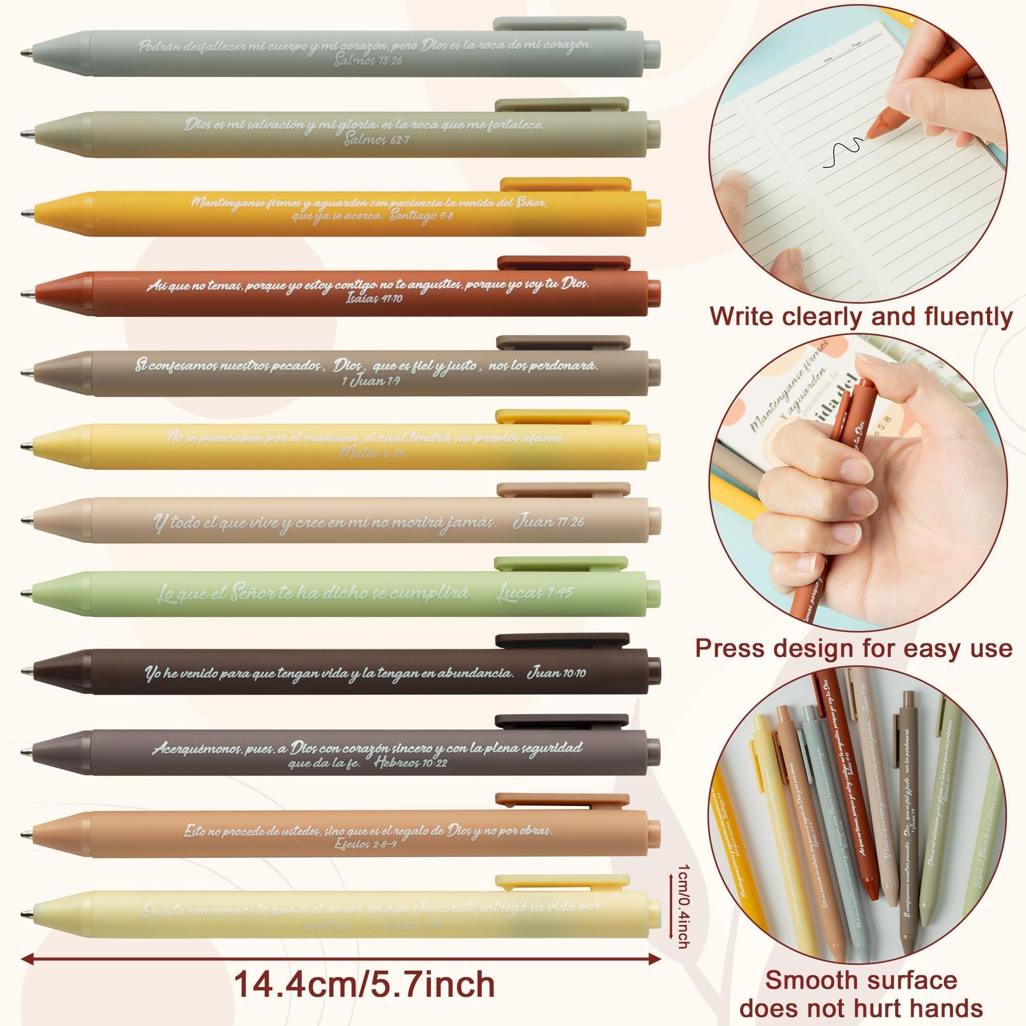 ANGOLIO Boho Spanish Stationery Gifts - Easter Gift 72P Regalos Cristianos En Español Bulk Gift Inspirational Bible Verses Notebooks Scripture Ballpoint Pens Organza Bags for Christian VBS Supplies - Image 3