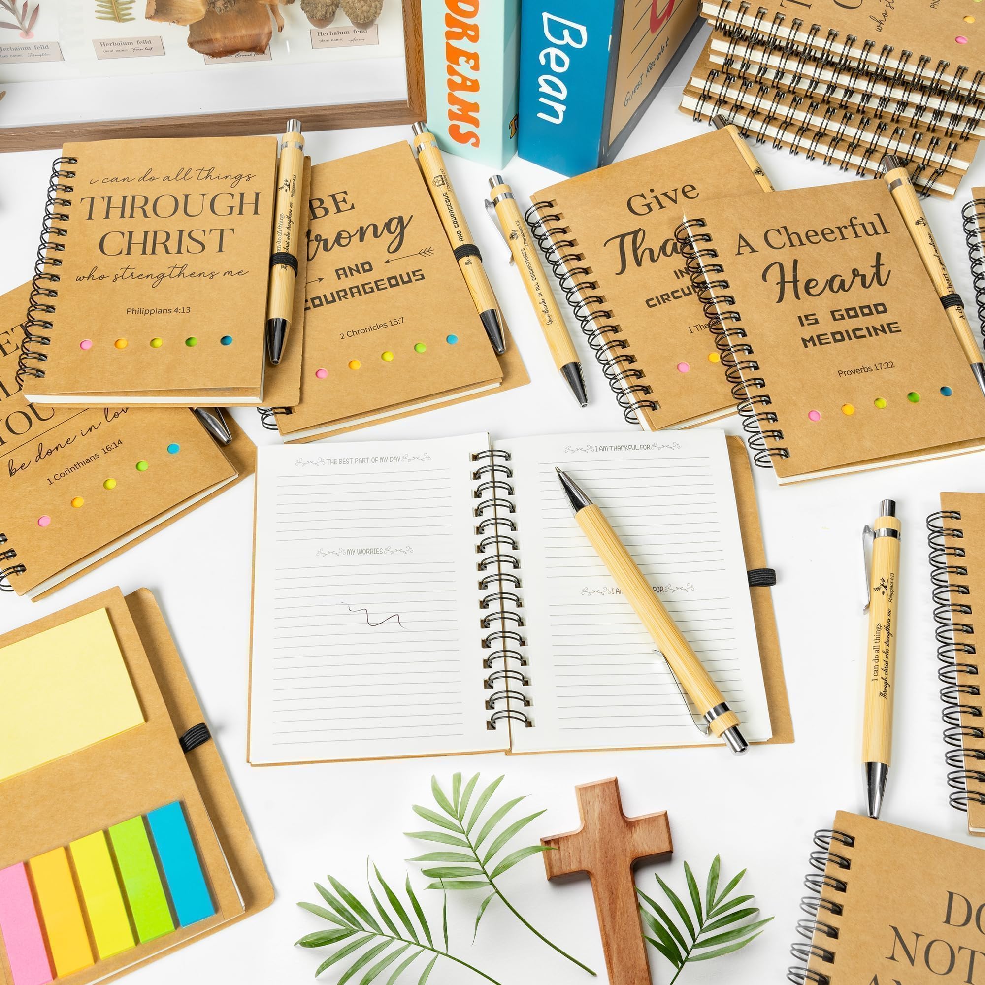 ANGOLIO Christian Gift Set 60Pcs Easter Spring Bulk Sunday School Bible Ballpoint Pens Spiral Religious Notebooks with Sticky Notepads Easter Birthday Gifts for Kid Boy Girl Pastor Teachers Students - Image 4