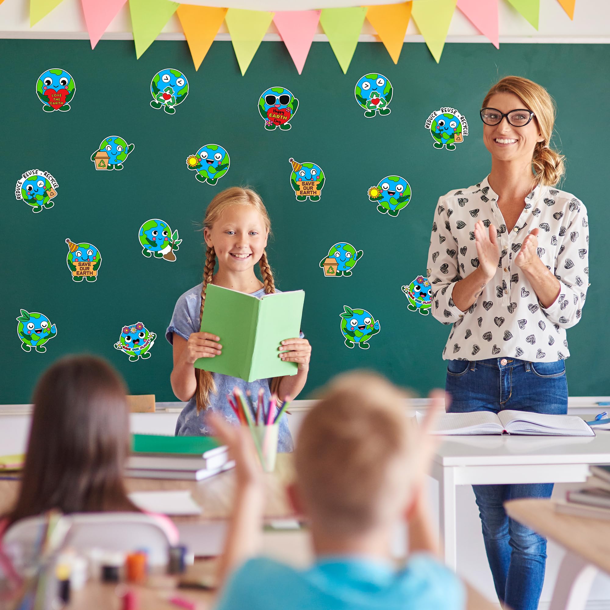 ANGOLIO Earth Day Coloring Arts Crafts Kits Fridge Magnets - 60P Happy Earth Day Gift Save Our Planet Color Your Own Refrigerator Magnets DIY Crafts for Kids Party Favors Home Classroom Activities - Image 5