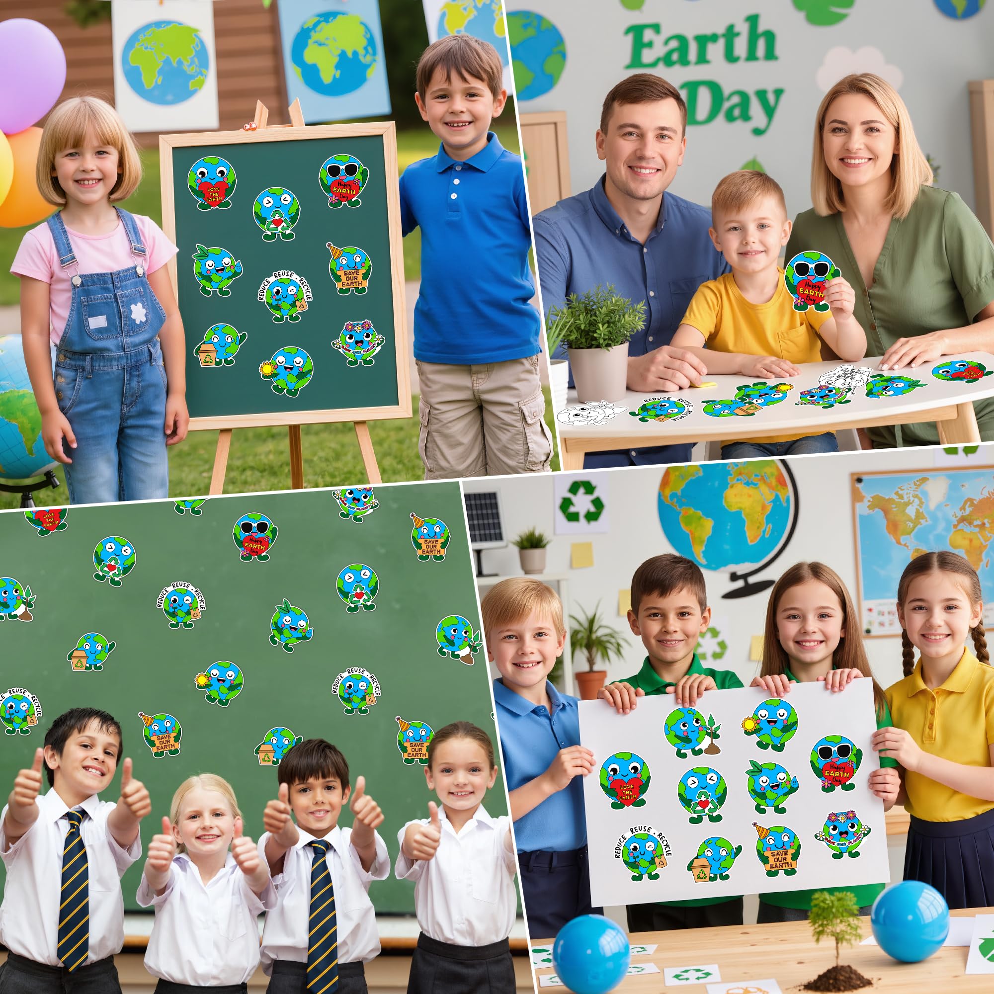 ANGOLIO Earth Day Coloring Arts Crafts Kits Fridge Magnets - 60P Happy Earth Day Gift Save Our Planet Color Your Own Refrigerator Magnets DIY Crafts for Kids Party Favors Home Classroom Activities - Image 7