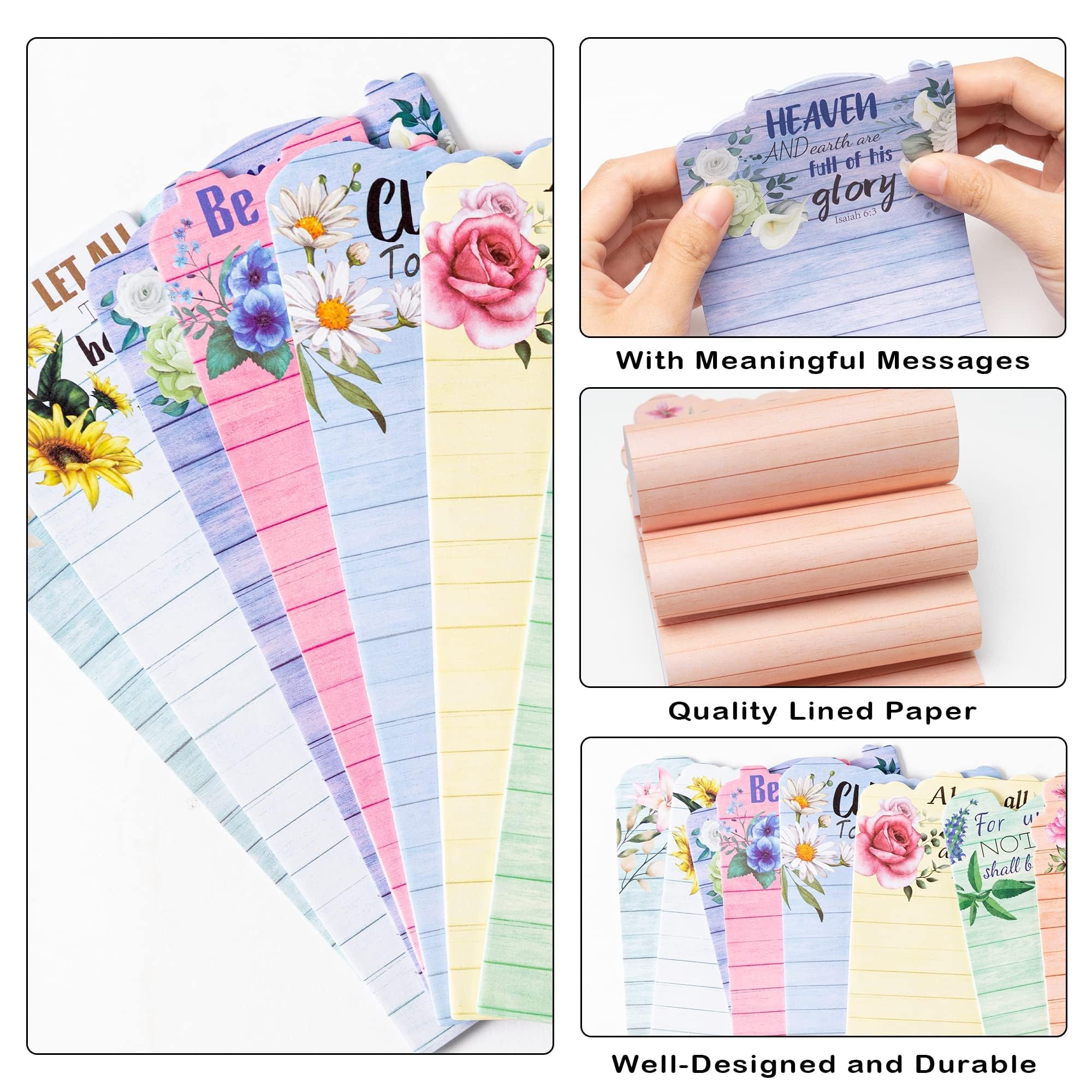 ANGOLIO Easter Bible Verse Notepads - 8P Floral Prayer Sticky Notes with Inspirational Quotes for Office Travel Journaling Christian Sunday School Supplies Rustic Memo Pads Brithday Gifts for Kids - Image 4