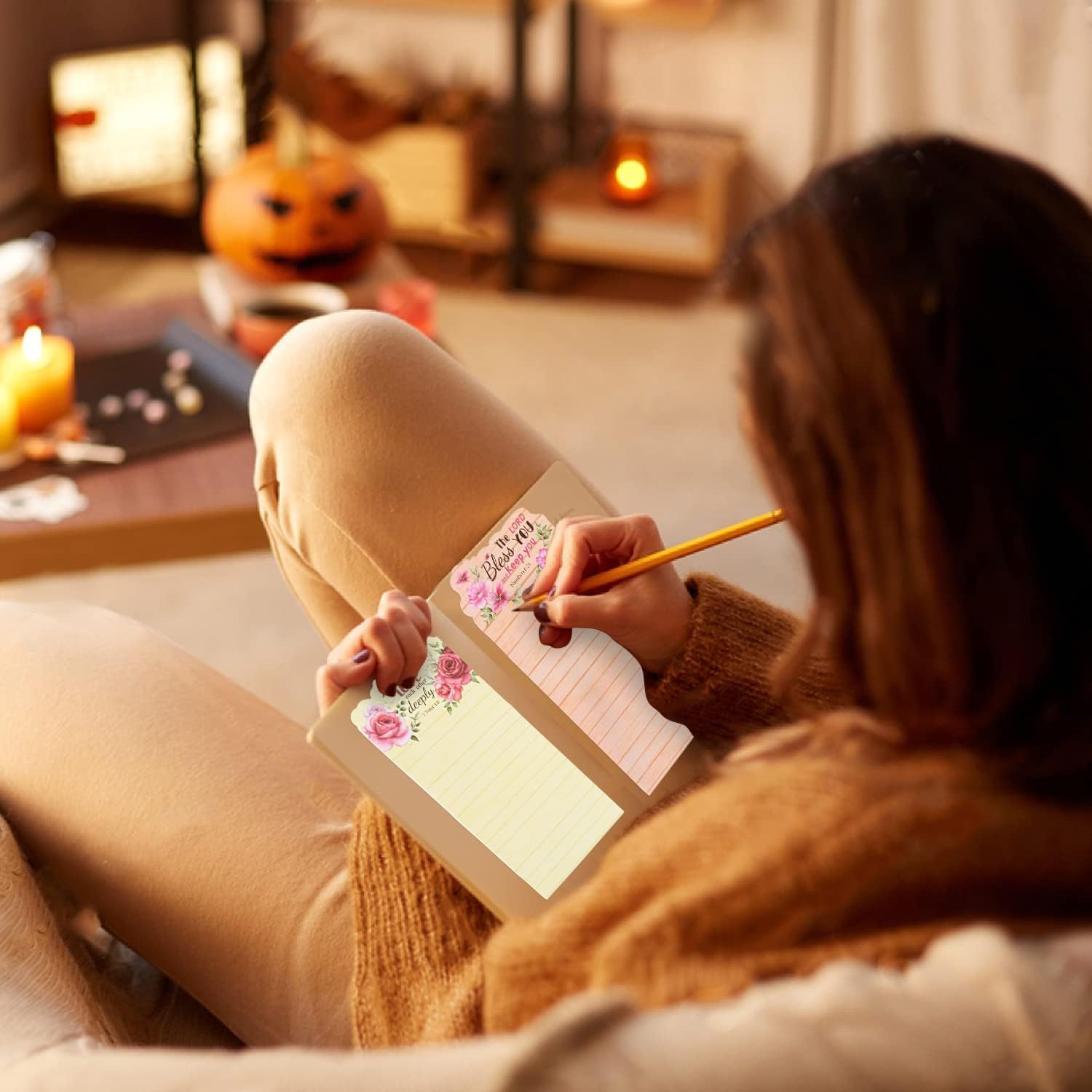 ANGOLIO Easter Bible Verse Notepads - 8P Floral Prayer Sticky Notes with Inspirational Quotes for Office Travel Journaling Christian Sunday School Supplies Rustic Memo Pads Brithday Gifts for Kids - Image 5