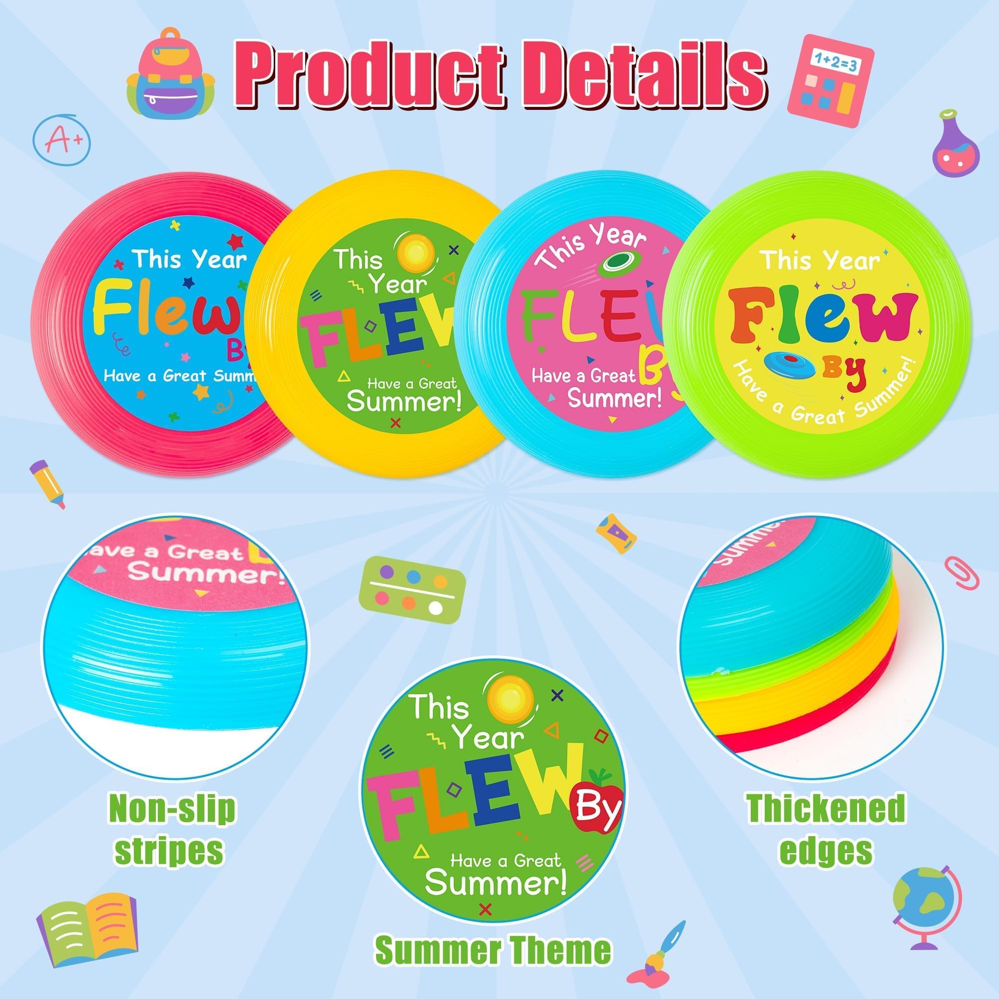 ANGOLIO End of The Year Student Gifts - 73Pcs Flying Discs Bulk Small Flying Disks Flyer with Cards for Kids, Outdoor Lawn Playing Game for Discs Students Children Teaching School Beach Summer Party - Image 3