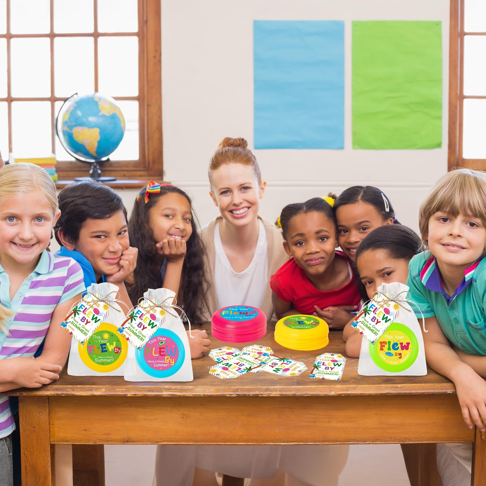 ANGOLIO End of The Year Student Gifts - 73Pcs Flying Discs Bulk Small Flying Disks Flyer with Cards for Kids, Outdoor Lawn Playing Game for Discs Students Children Teaching School Beach Summer Party - Image 4