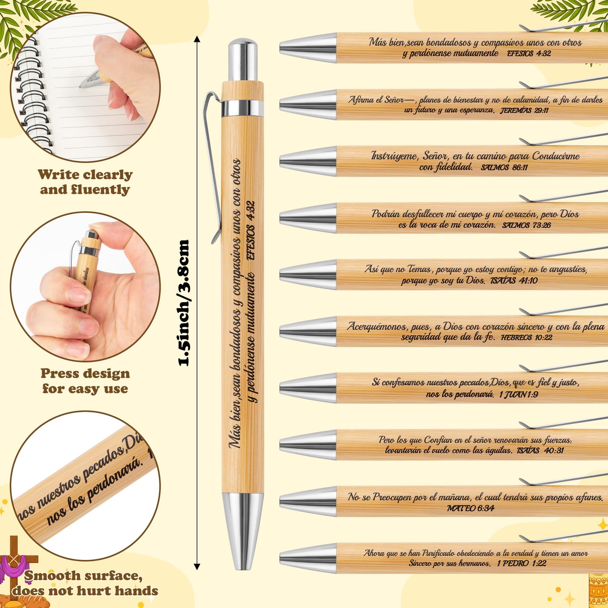 ANGOLIO Español Christian Gifts Stationery Bulk with Notebooks Pens Bookmarks, 30P Easter Spring Gift Spanish Religious Inspirational Gifts Religious Bible Sunday School Supplies for Students Kids - Image 3