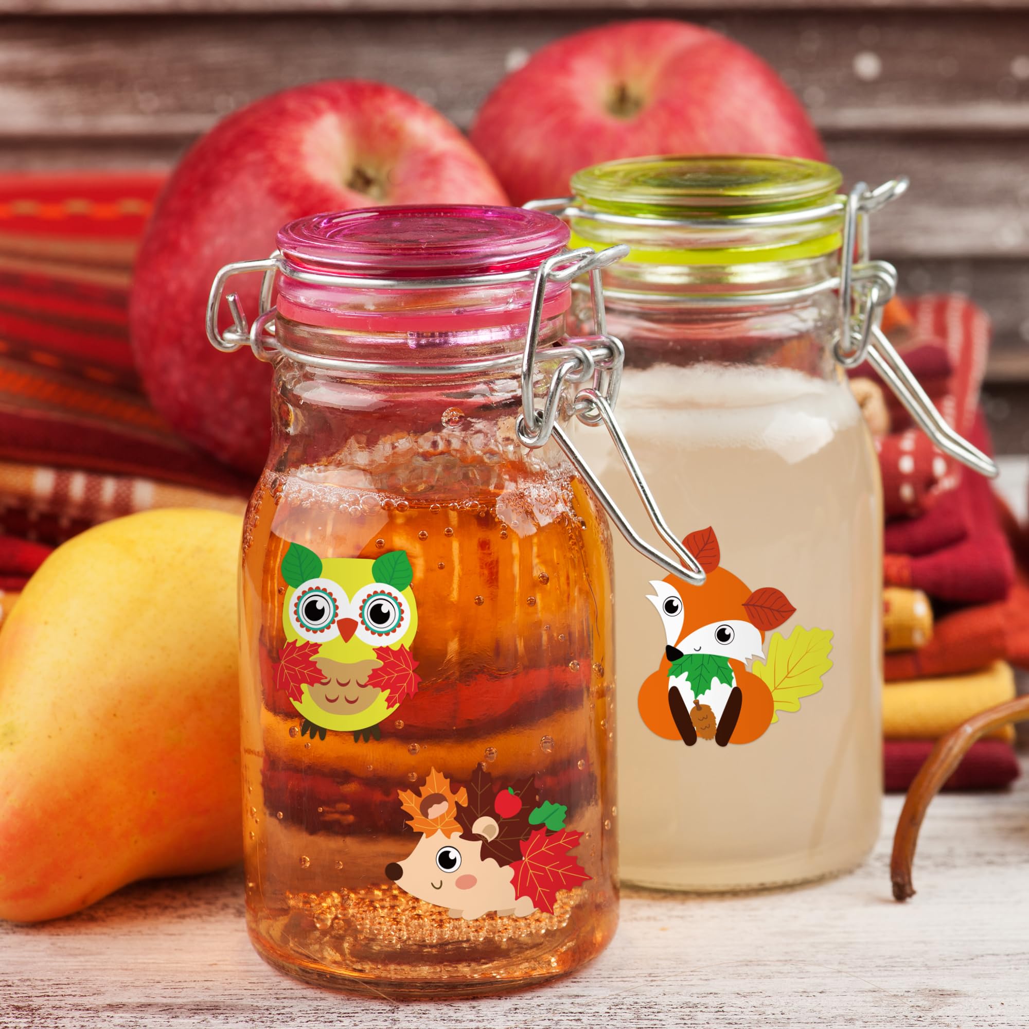 ANGOLIO Fall Animals Stickers Scene Roll - DIY Autumn Leaf Animal Decals for Kids Crafts, Cute Turkey Owl Deer Squirrel Hedgehog Fox Make a Face Stickers for Kids Thanksgiving Party Activity - Image 6