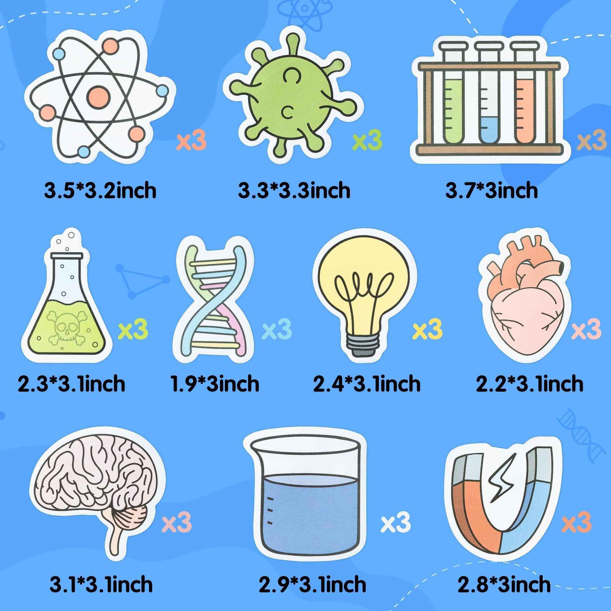 ANGOLIO Funny Science Sticky Notes - Spring Easter Gift 30P Cute Note Pads Test Tube Heart Light Bulb Potion Pattern Essentials Teacher Student Gifts Stationary Sticky Colorful Memo Pad Lab Suppies - Image 3