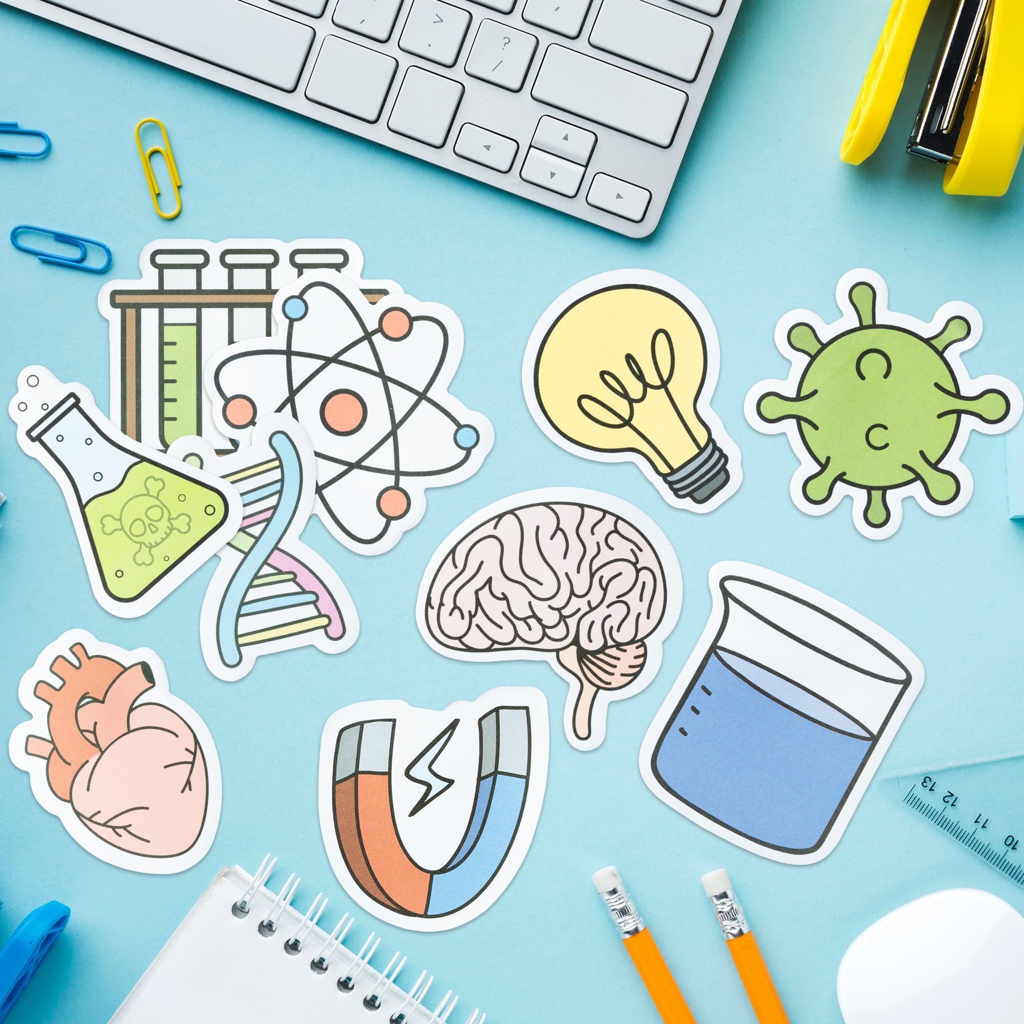 ANGOLIO Funny Science Sticky Notes - Spring Easter Gift 30P Cute Note Pads Test Tube Heart Light Bulb Potion Pattern Essentials Teacher Student Gifts Stationary Sticky Colorful Memo Pad Lab Suppies - Image 4