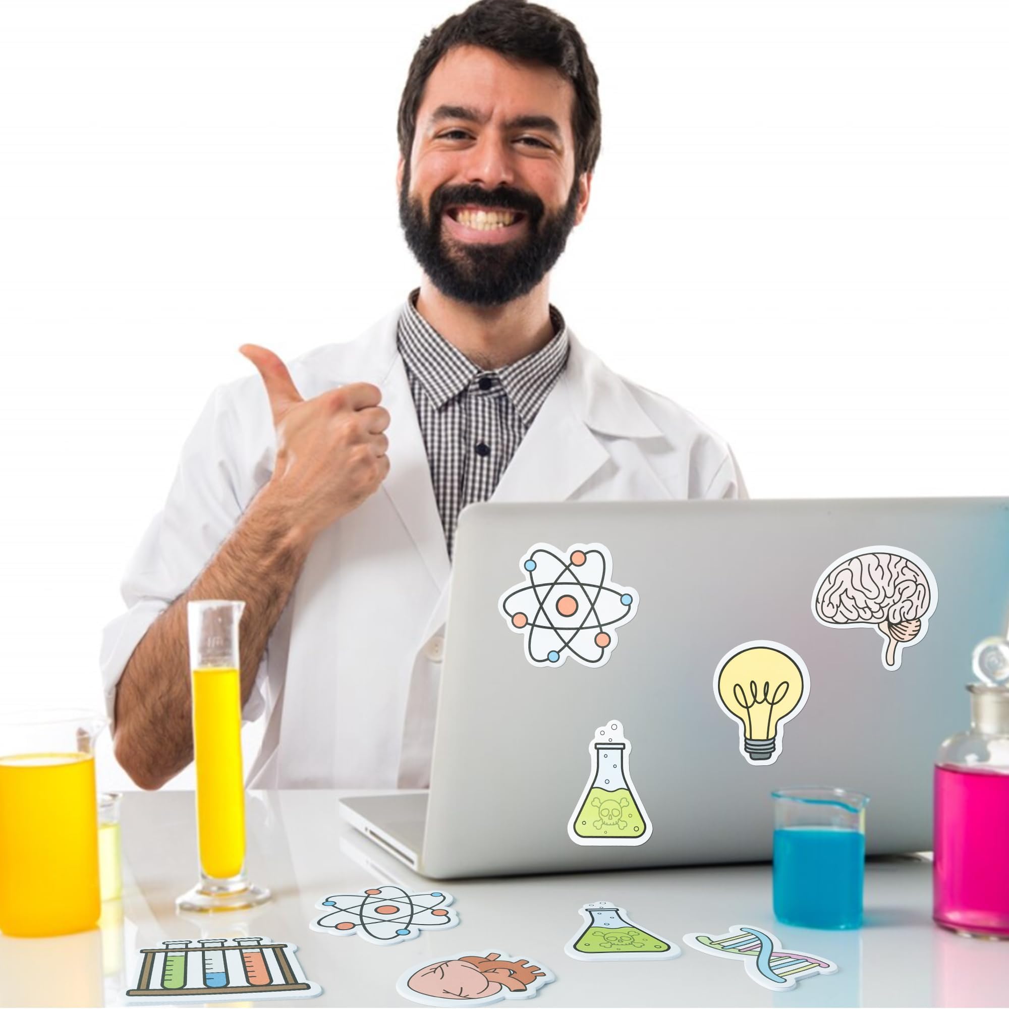 ANGOLIO Funny Science Sticky Notes - Spring Easter Gift 30P Cute Note Pads Test Tube Heart Light Bulb Potion Pattern Essentials Teacher Student Gifts Stationary Sticky Colorful Memo Pad Lab Suppies - Image 6