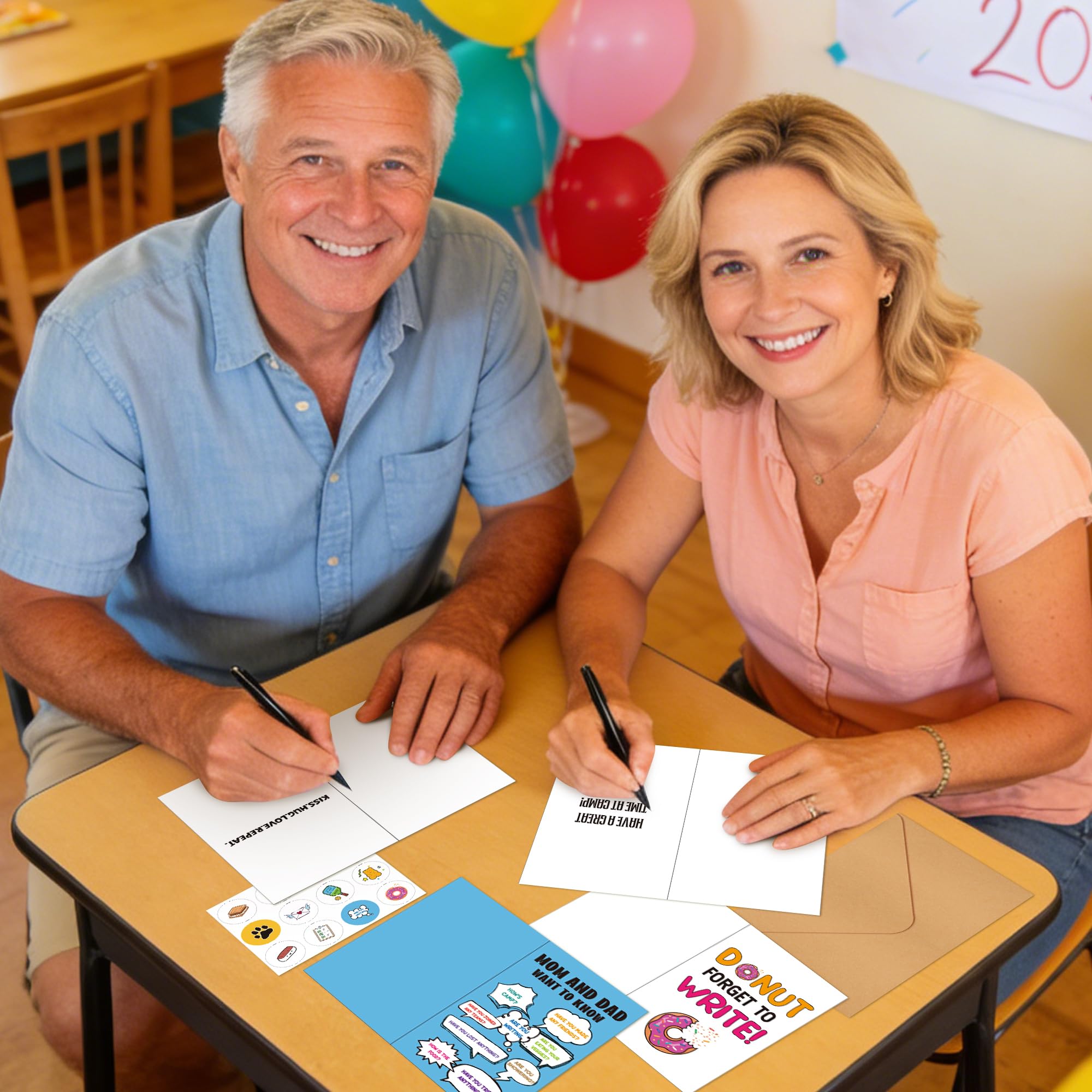 ANGOLIO Parents Camp Greeting Cards for Kids, 25Pcs Funny Summer Sleepaway Camp Stationery Set with Envelopes Stickers for Boys Girls Students Summer Holiday Party Wilderness Exploration (12 Styles) - Image 5