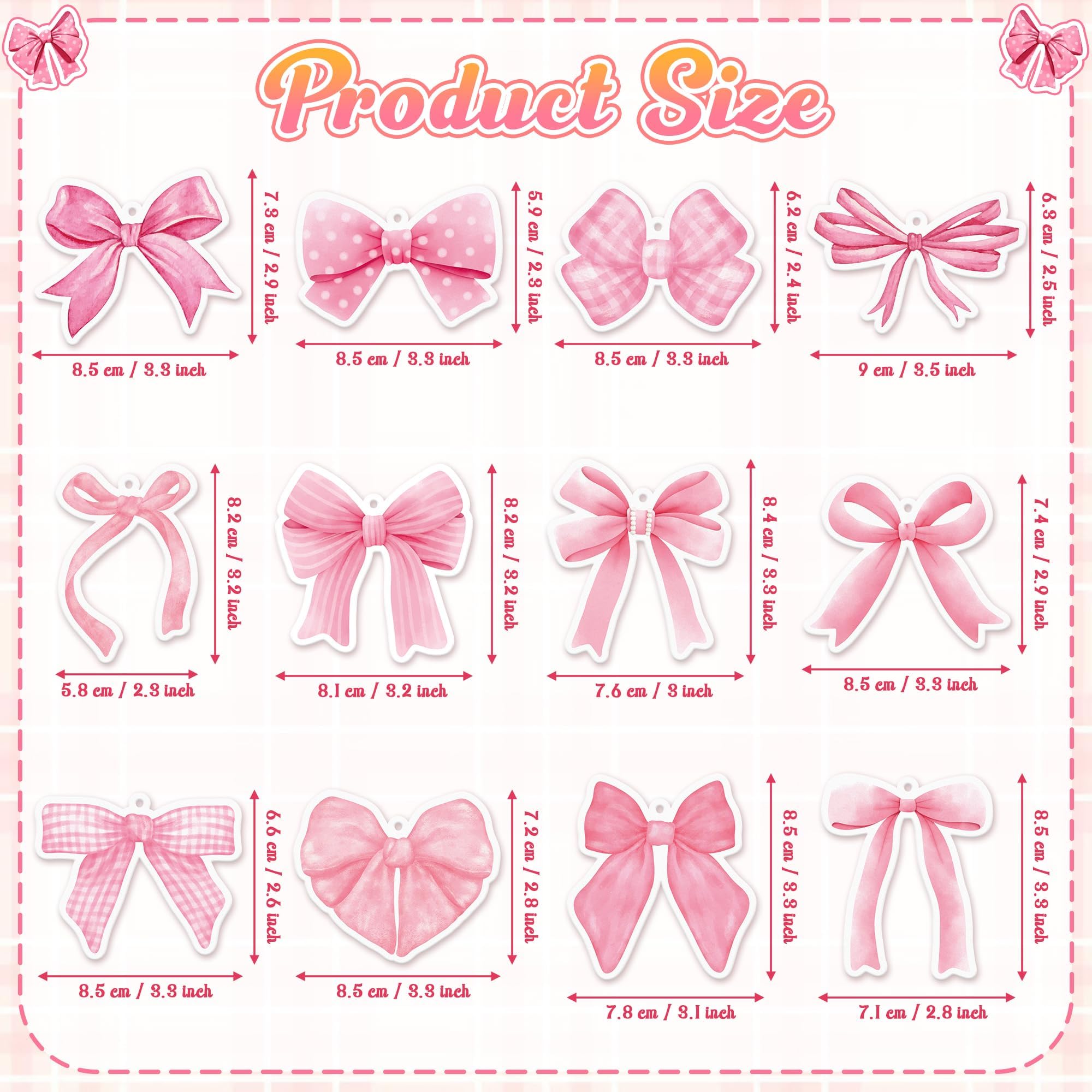 ANGOLIO Pink Bow Car Fresheners Valentine's Day Gifts 12Pcs Scented Hanging Oil Bow Air Freshener Hanging Ornaments Paper Pendant Scented Diffuser for Car Interior Accessories Home Office Wall Decor - Image 3