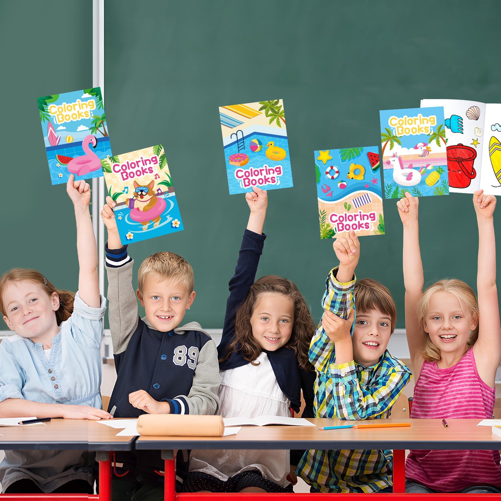 ANGOLIO Summer Pool Coloring Books - 24Pcs Summer Hawaii Coloring Books DIY Art Crafts Swimming Prop Pattern Party Creativity Color for Birthday Beach Carnival Party Supplies for Kids Students - Image 6