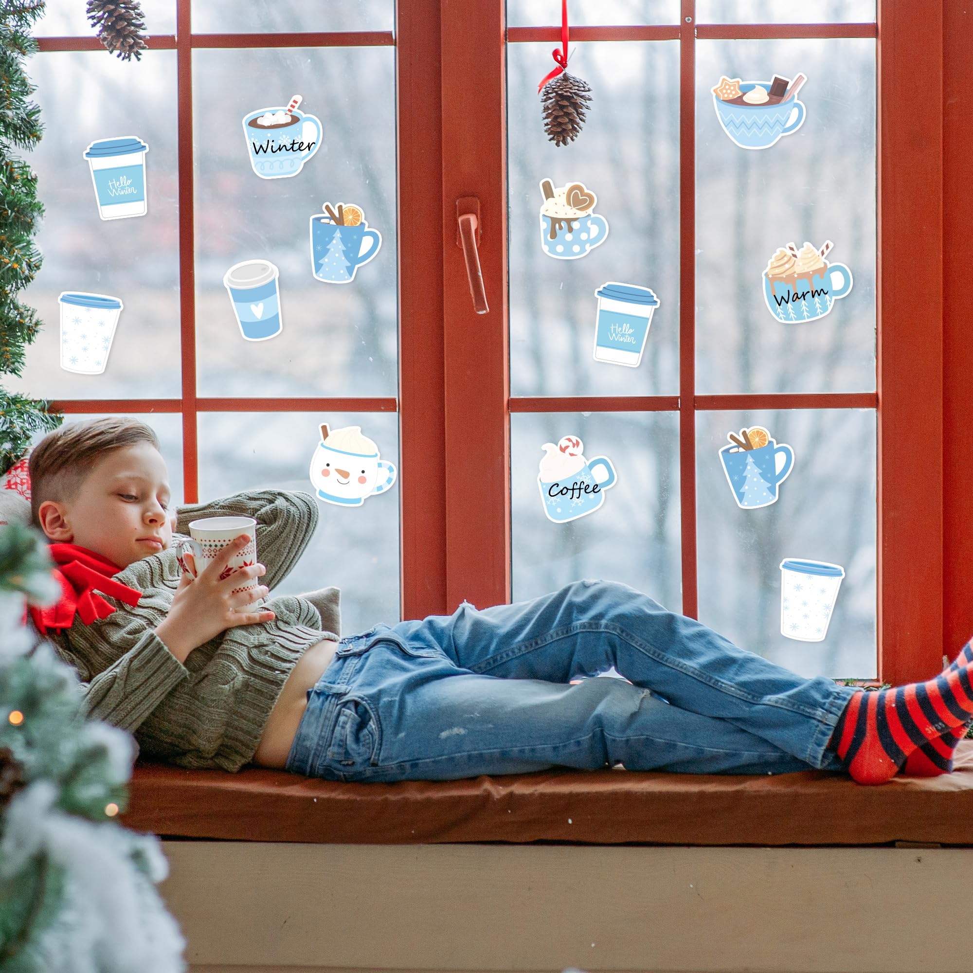 ANGOLIO Winter Coffee Cup Sticky Notes - 30 Pack Coffee Cup Self-Stick Note Pads Winter Holiday Latte Lover Writing Memo Notes Office School Classroom Rewards Gift for Kids Adults Student Party Favors - Image 4